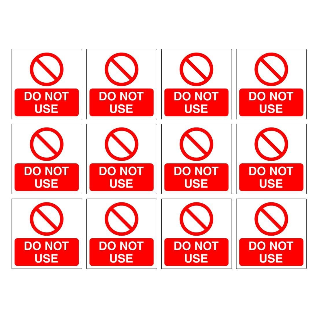 Pack of 12 Do not use Signs. 60mm x 60mm self Adhesive Stickers. Ideal for All Businesses