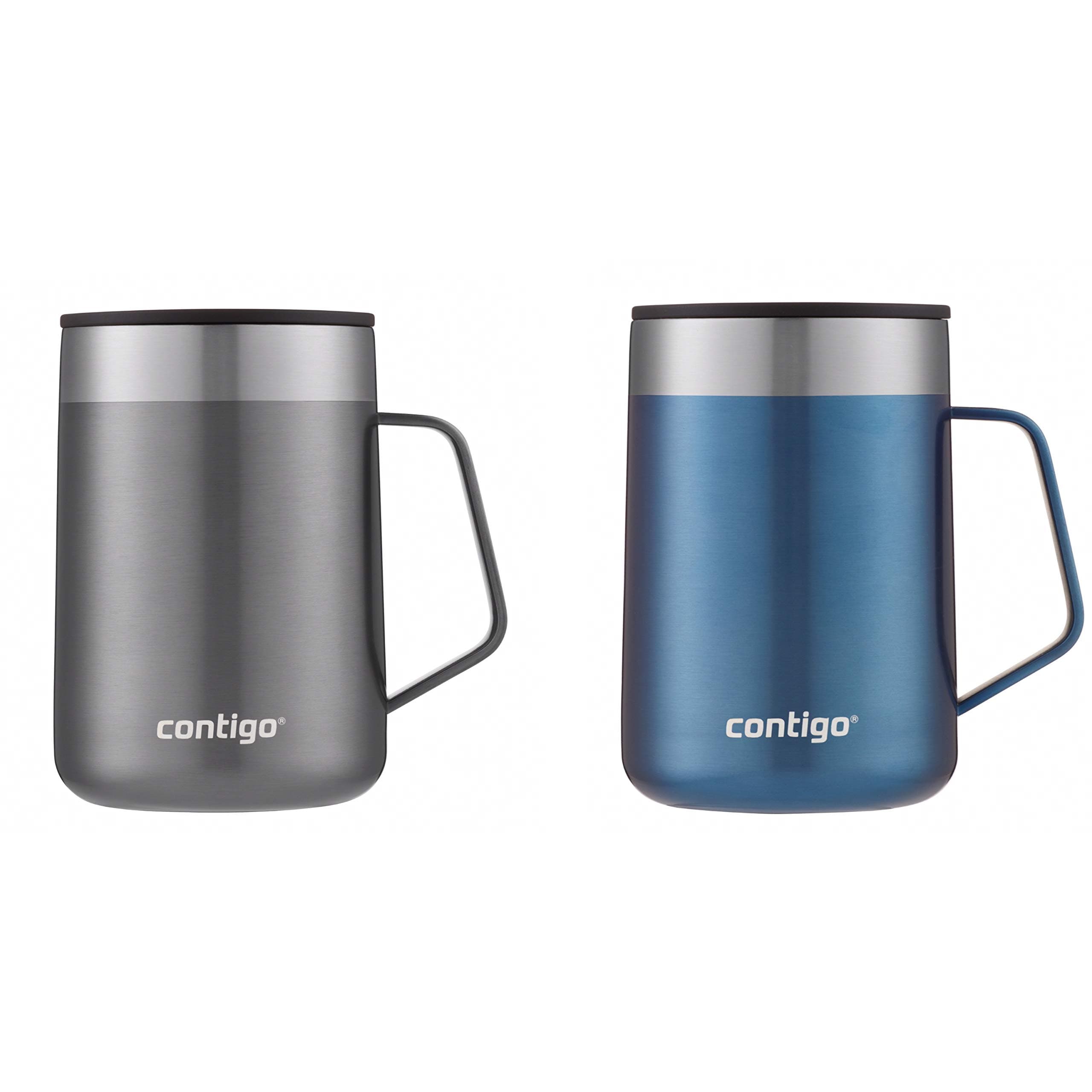 Contigo Streeterville Stainless Steel Travel Mug with Splash-Proof Lid, Sake;Blue Corn, 14 Ounces, 2-Pack