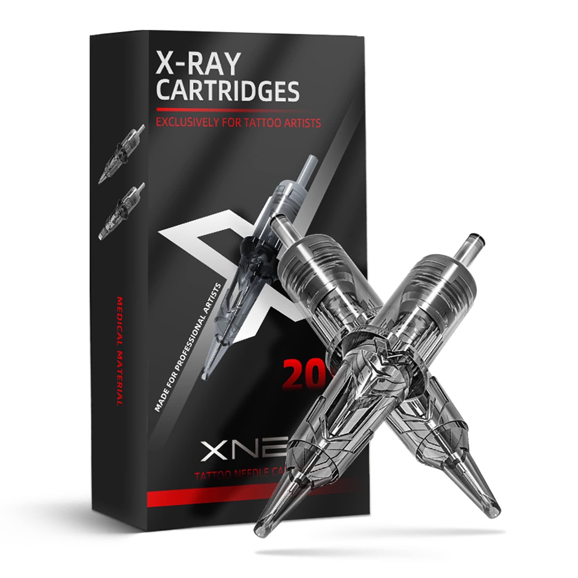 XNETX-RAY #12 Standard 3RL Tattoo Cartridges 20pcs Disposable 0.35mm 3 Round Liner Needles for Professional Tattoo Artists Permanent Makeup Tattoo Supplies