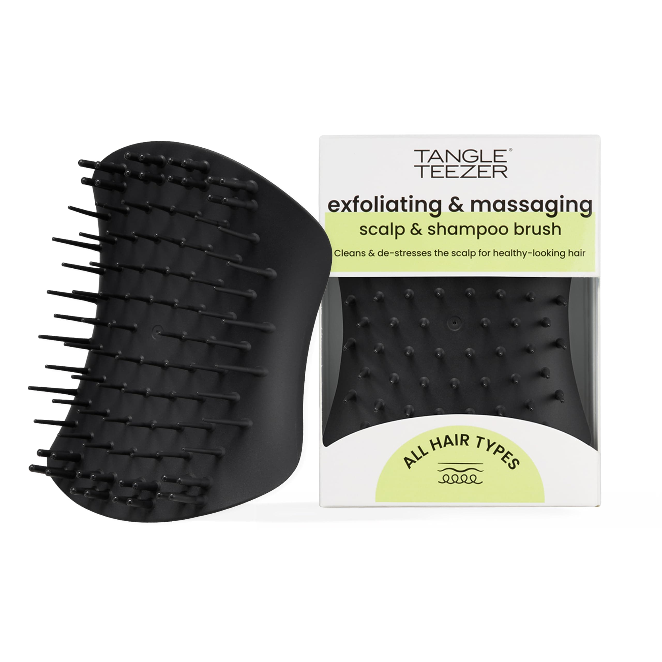 Tangle Teezer The Scalp Exfoliator & Massager - Perfect for Hair Treatment & Scalp Detox - Removes Dirt & Dead Skin Cells - Use in Shower or with Hair Oil - Onyx Black