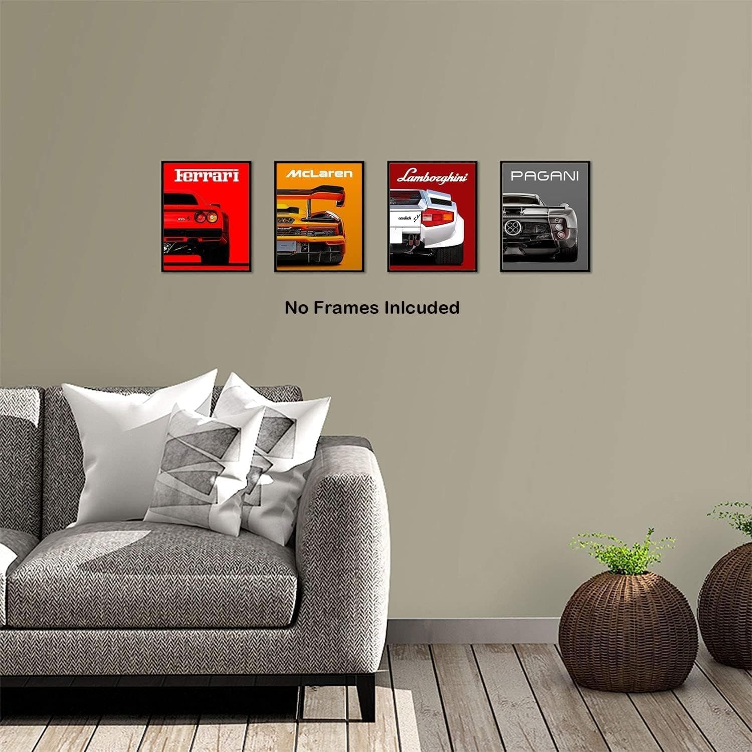 HycArt Modern Posters Classic Wall Art Prints,HycArt Cool Ferari Lmbrghini cLren Pani Canvas Posters for Man Cave Boys Room Wall Decor,Sports Art Prints