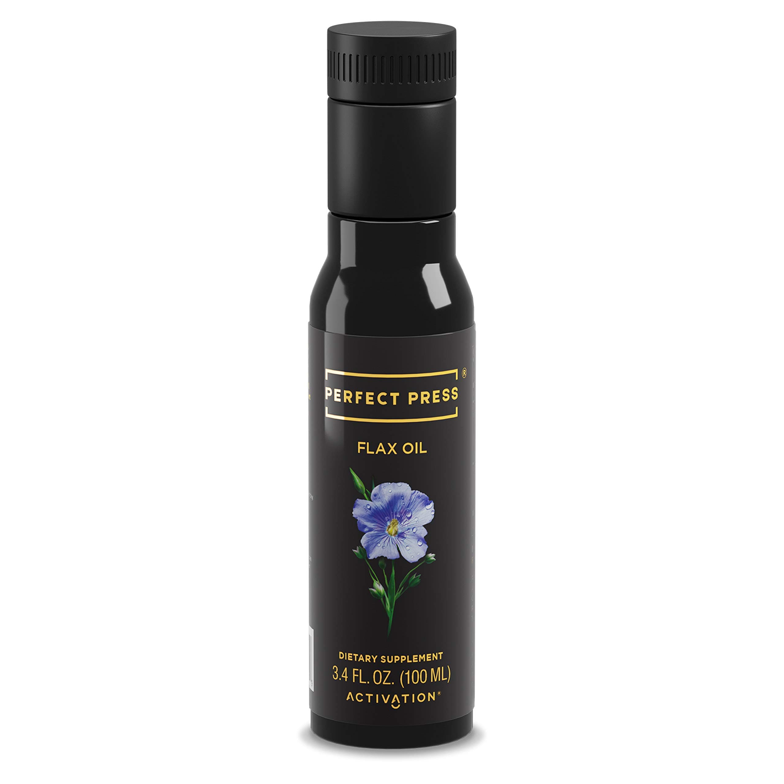 Activation Products, Perfect Press Flax Seed Oil – Great Tasting Cold Pressed Flaxseed Oil Supplement with Essential Omega 3 – 100% Vegan, Organic Flax Oil for Hair, Skin, Nails & Joints, 100ml