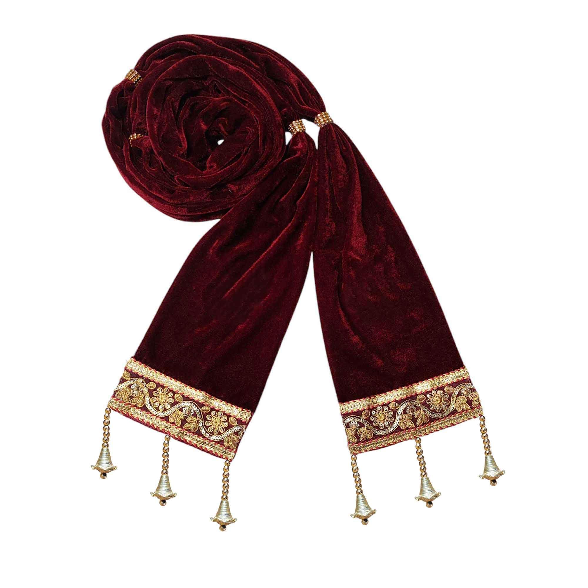 KRYPMAX Men's Velvet Sherwani Dupatta (Maroon, 2.5 m), Maroon, 2.5 Metre Long