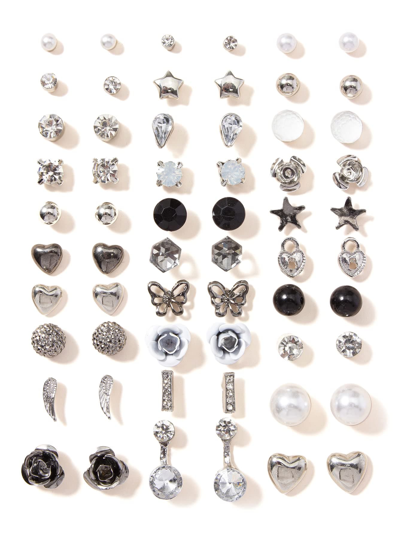 30 Pairs Earrings Combo Set Latest Stylish Crystal Pearl Earrings for Women and Girls (14855er)