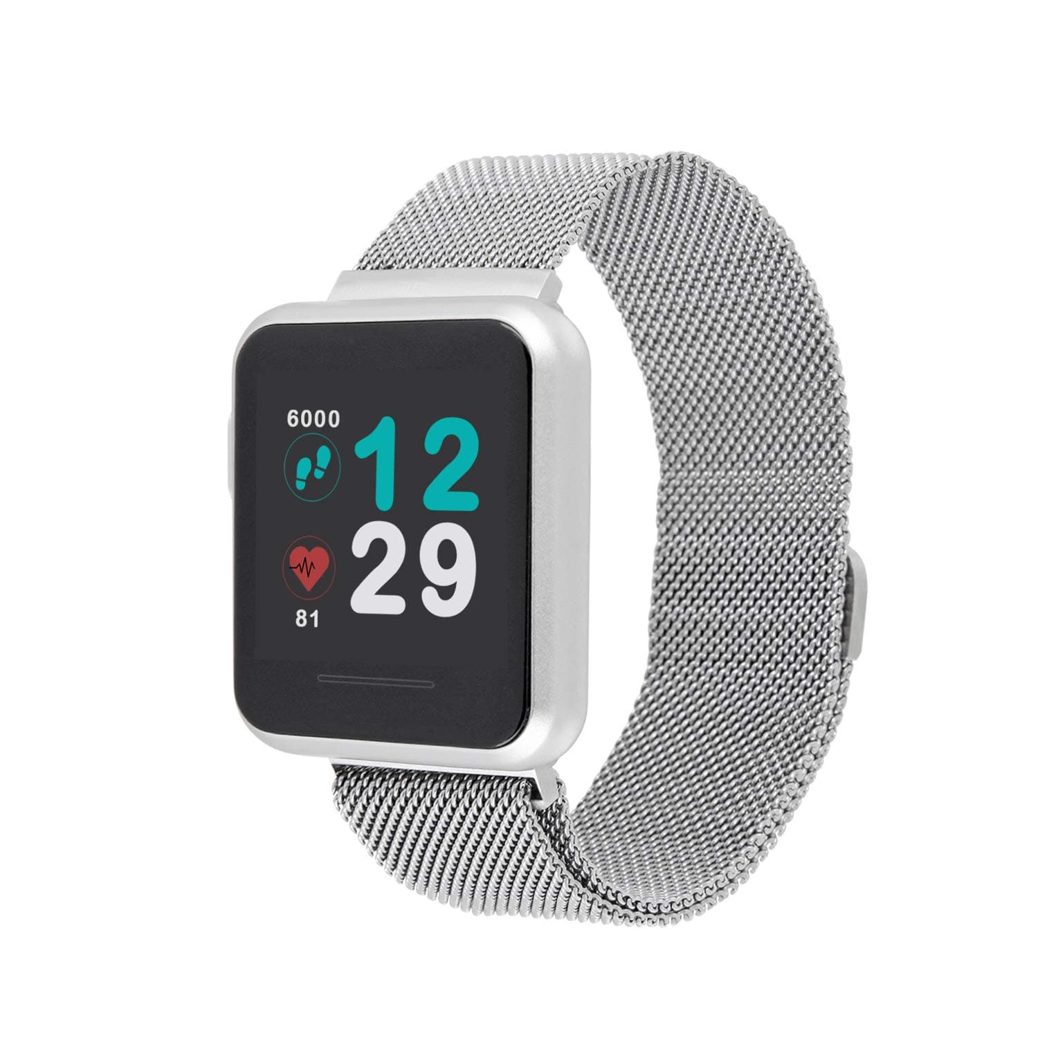 X-WATCH KETO SUN REFLECT Smart Watch, Always On Colour Screen, Heart Rate Monitor, Step, Calorie & Distance Counter, Stopwatch.IP68 Waterproof, Battery life up to 20 Days, Android & iOS - Shiny Silver