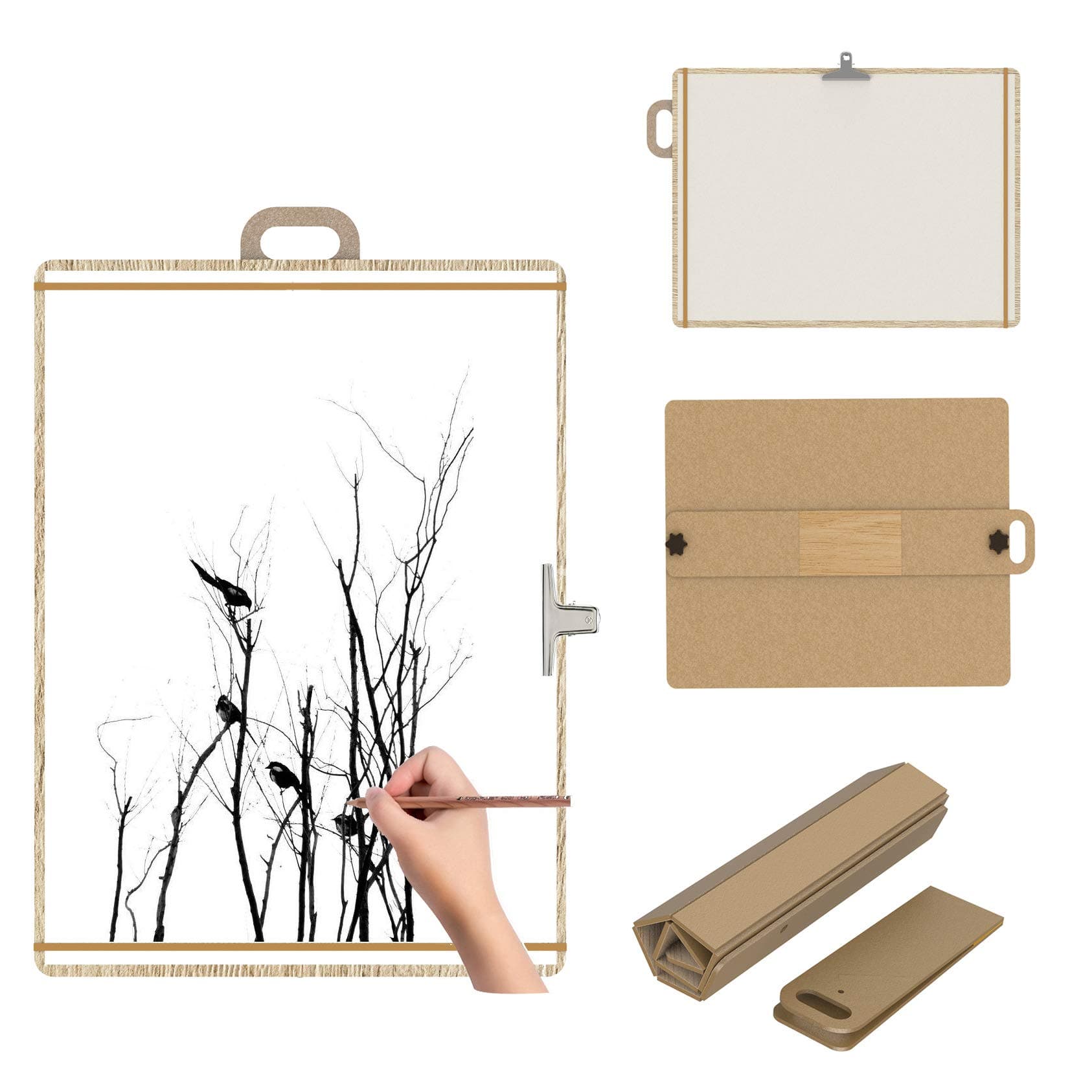 Dosenstek Artist Sketch Tote Board Wood Portable Foldable Artist Drawing & Sketching Board 15.75" Wide x 21.25" Tall (Brown)