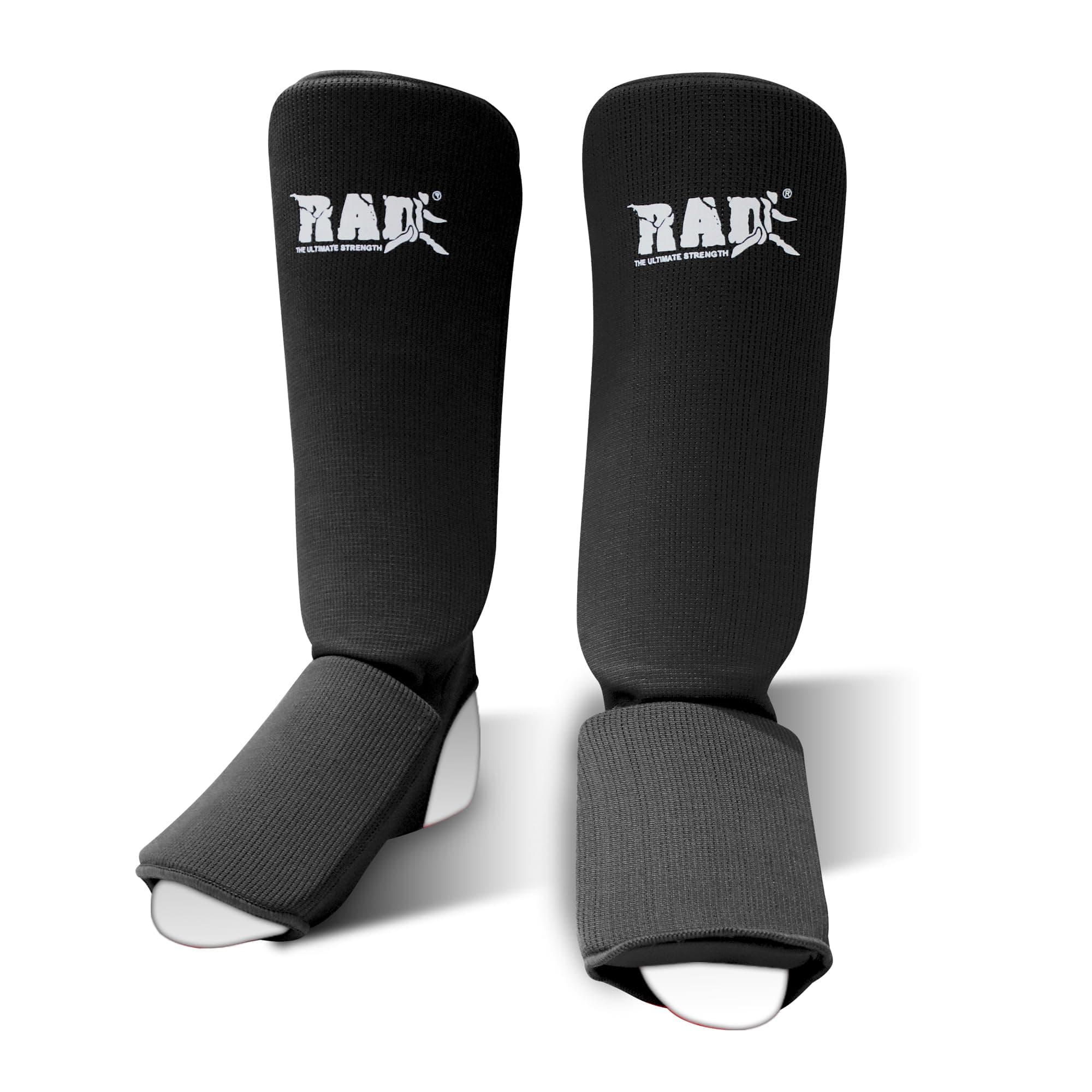 RAD Shin Guards MMA, Karate, TKW. Elastic Cloth Shin & Instep Padded Guards Protective Kickboxing (Pair)