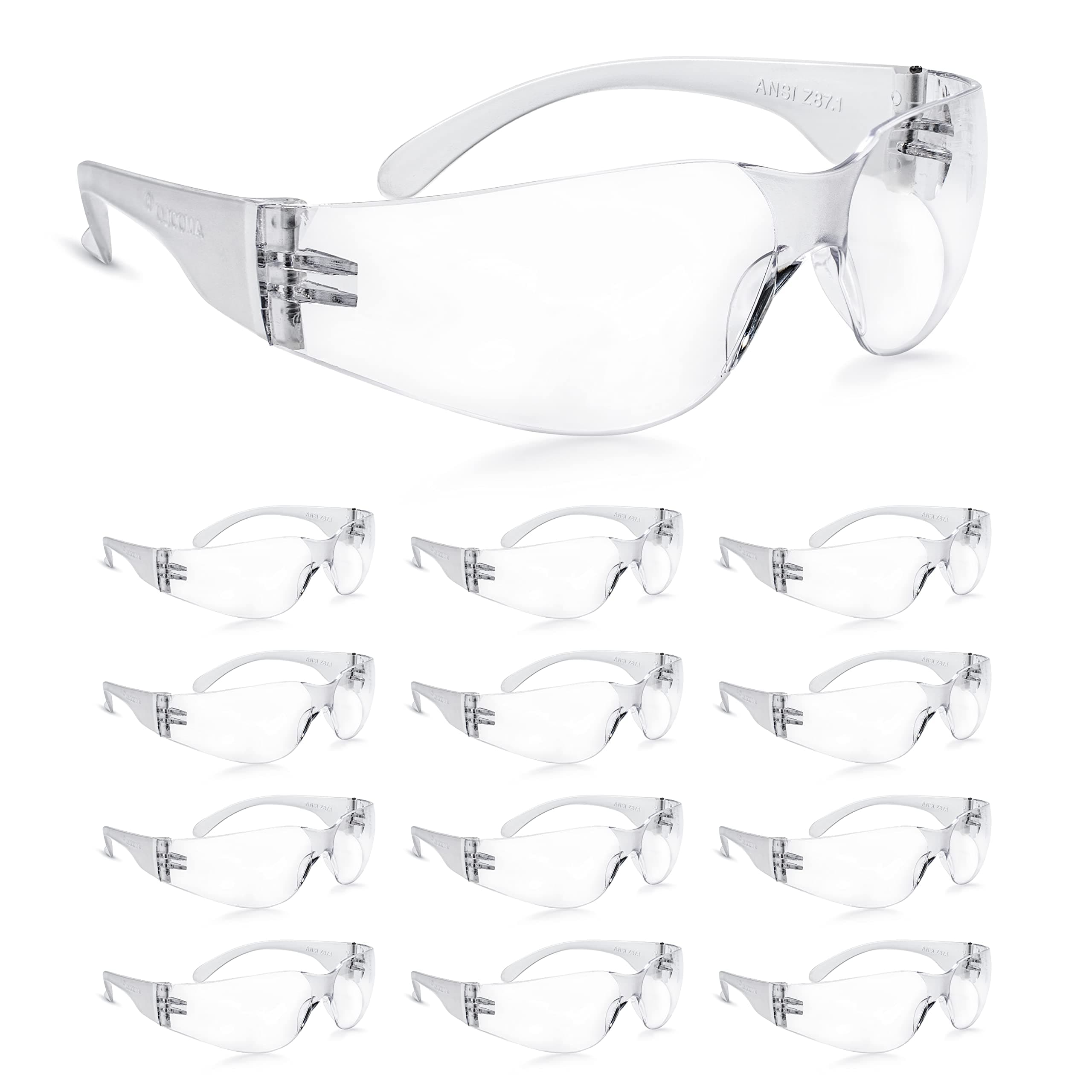 Amoolo Safety Glasses Clear Lens with Clear Frame (24 Pack)