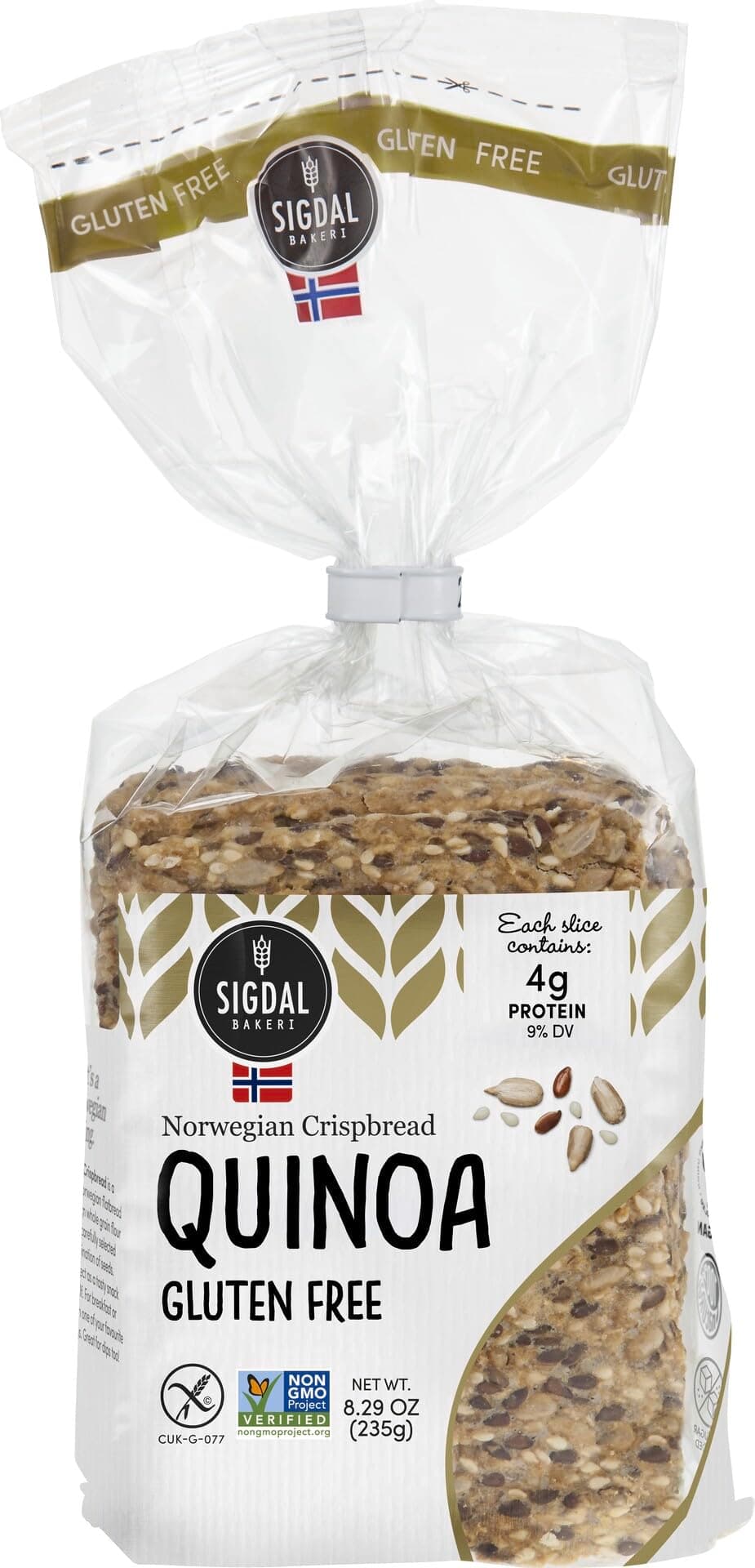 Sigdal Bakeri Gluten Free Quinoa | Norwegian Wholegrain Crispbread | All Natural and Non-GMO, 8.29 oz (235g) (Pack of 6)