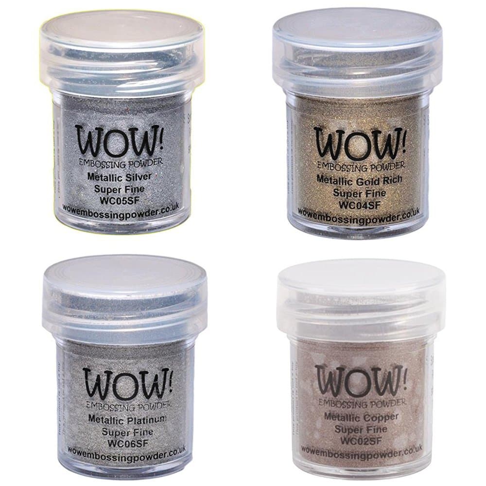 Wow! Embossing Powder Metallic Bundle: Gold Silver Platinum and Copper 15ml