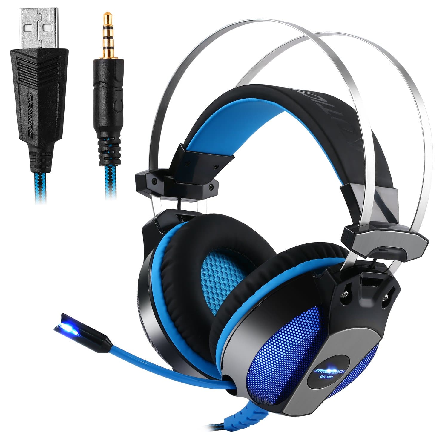 Gaming Headset Wired Over Ear Headphones Noise Cancelling with Microphone for PS4, Xbox One, Nintendo Switch, PC Blue