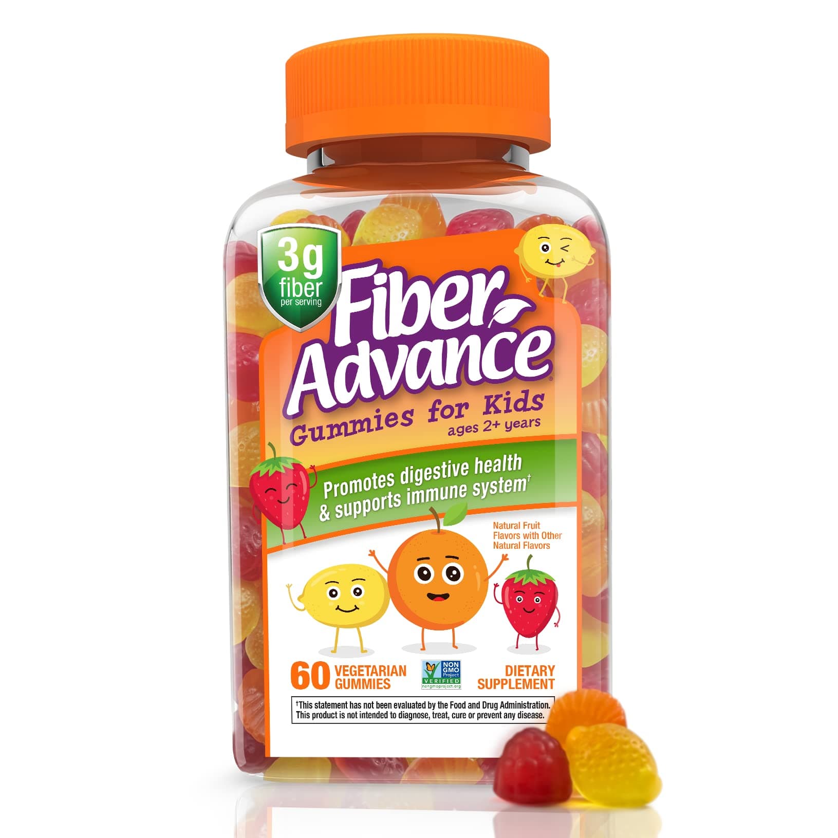 Fiber Advance Kid’s Gummies: Plant Based Fiber for Digestive Health, 60ct (30 Day Supply)