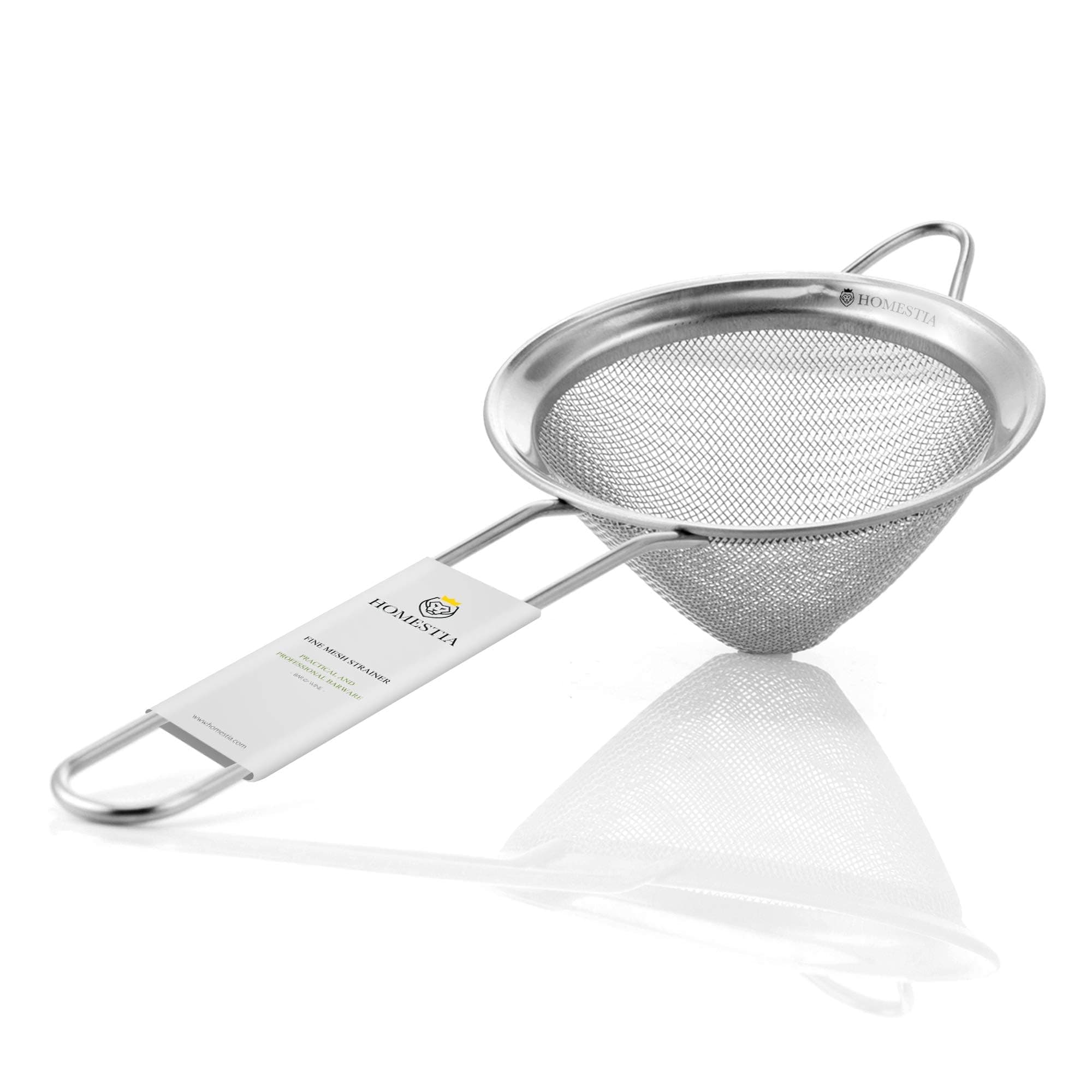 Homestia 3.3" Fine Mesh Strainer for Kitchen, 304 Stainless Steel Cocktail Sieve Sifters For Food, Liquid Drink Strainers Cup for Tea, Rice, Oil, Noodles, Fruits, Vegetables (Silver)