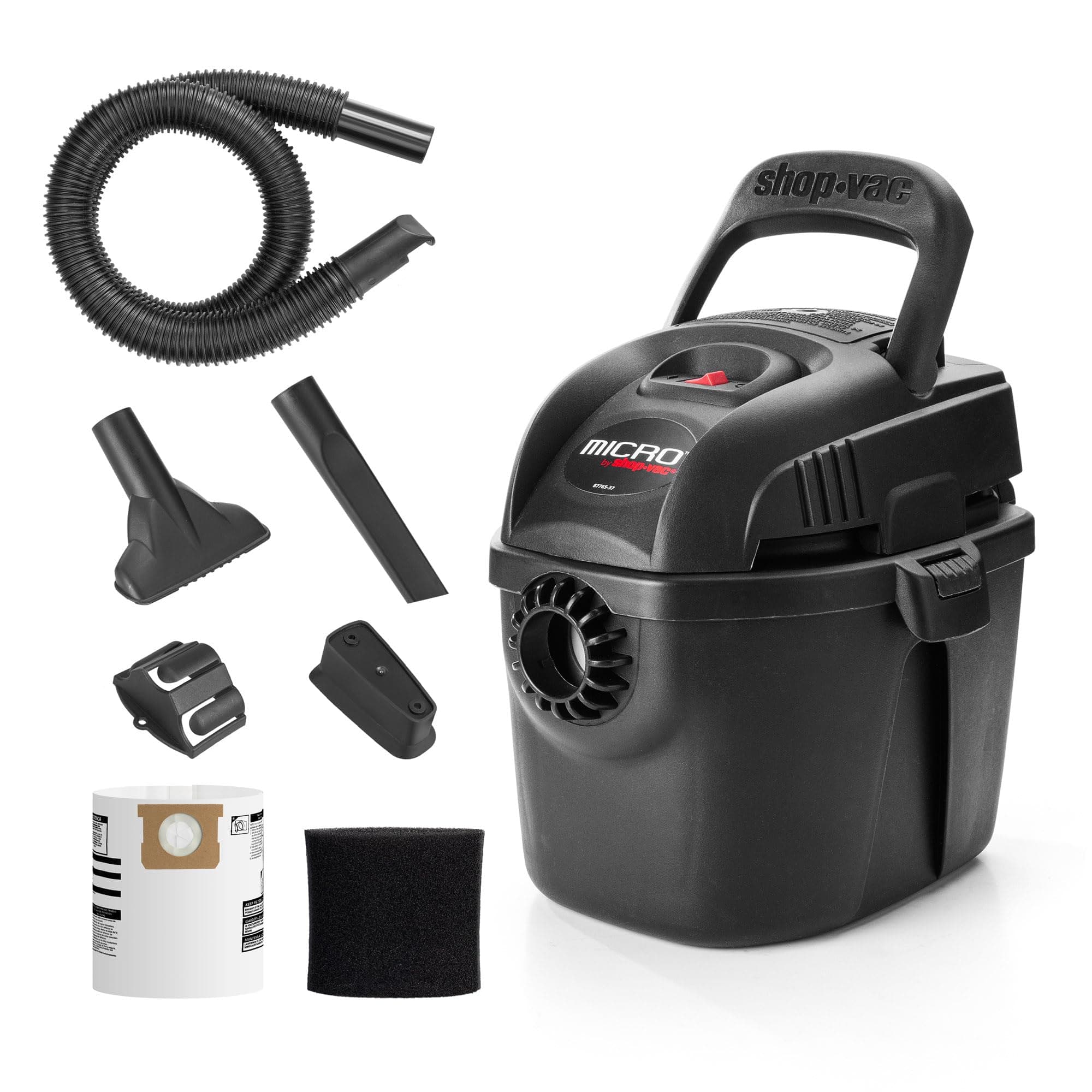 Shop-Vac 2021005 1 Gallon Micro Wet/Dry Vacuum, 1.0 Peak HP, 1.25 Inch Diameter x 4 Foot Hose, 6 Food Cord, Lightweight And Portable, Quick Wet/Dry Pickup