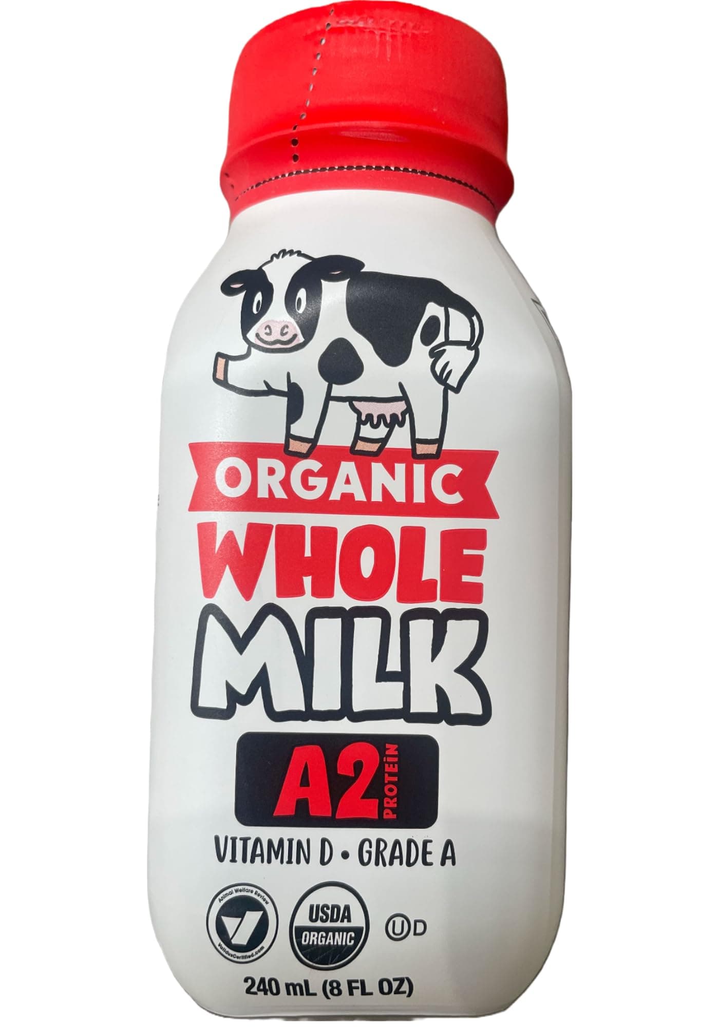 Kirkland A2 Whole Milk, Grass Fed, Vitamin D & A2 Protein, Plus BETRULIGHT Fridge Decal - Whole Milk Bottle, Vanilla Flavor, 8.0 Fl Oz (Pack of 18) - 144 Fl Oz