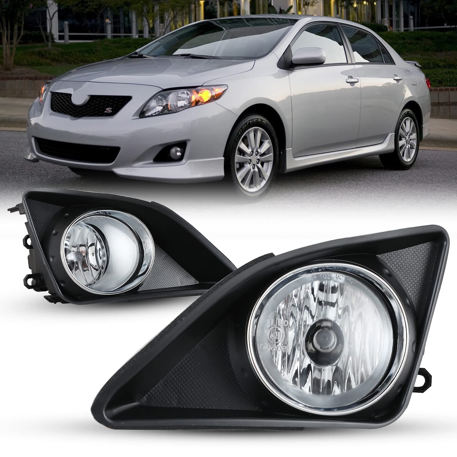 AUTOWIKI Fog Lights For Toyota Corolla 2009-2010 Fog Light Assembly 2PCS OEM Replacement Fog Lamps