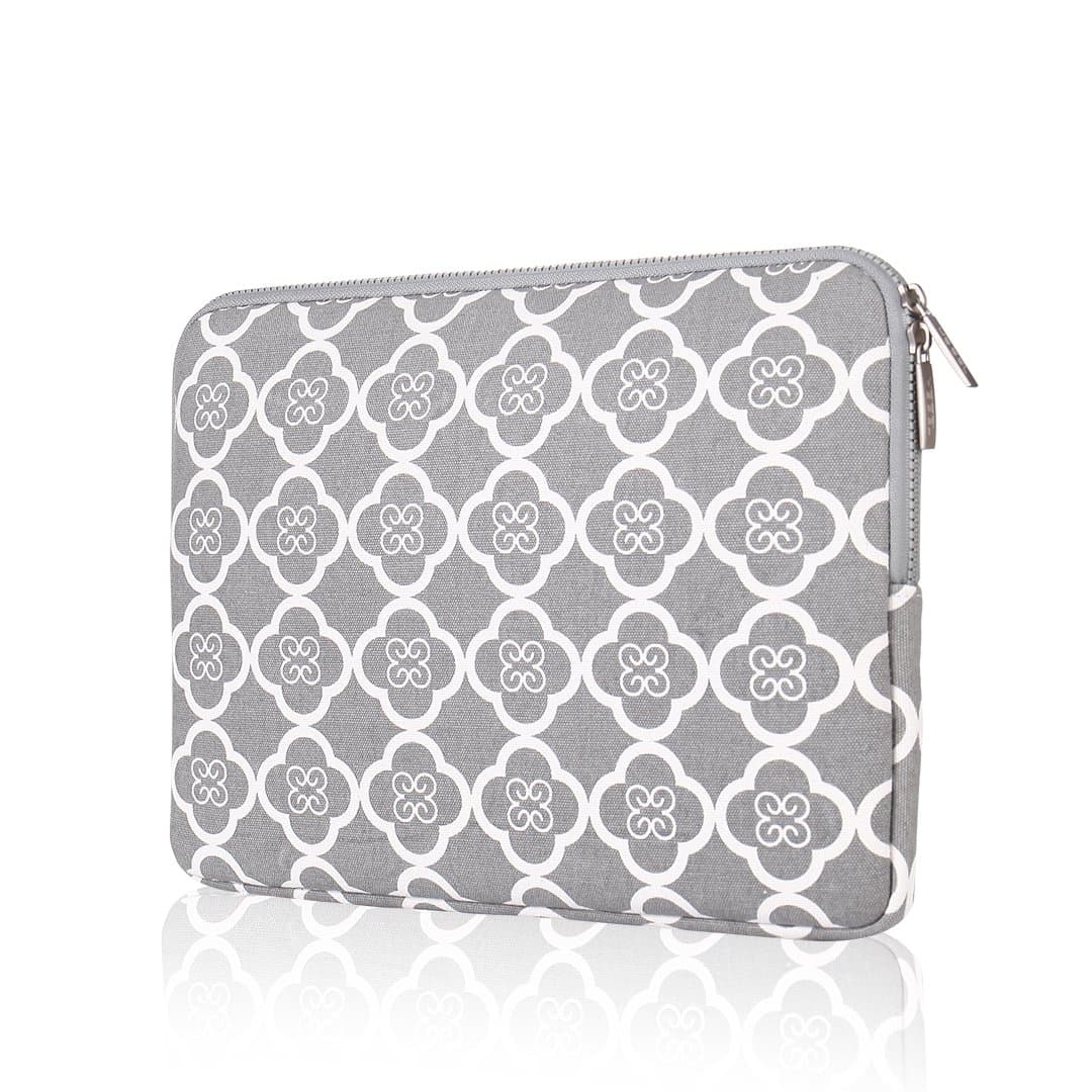 HBBEL Laptop Sleeve, Butterfly Flower Style Canvas Fabric Bag Cover for 13-13.3 Inch MacBook Pro, MacBook Air, Notebook with a Small Case for Charger or Magic Mouse, GRAY