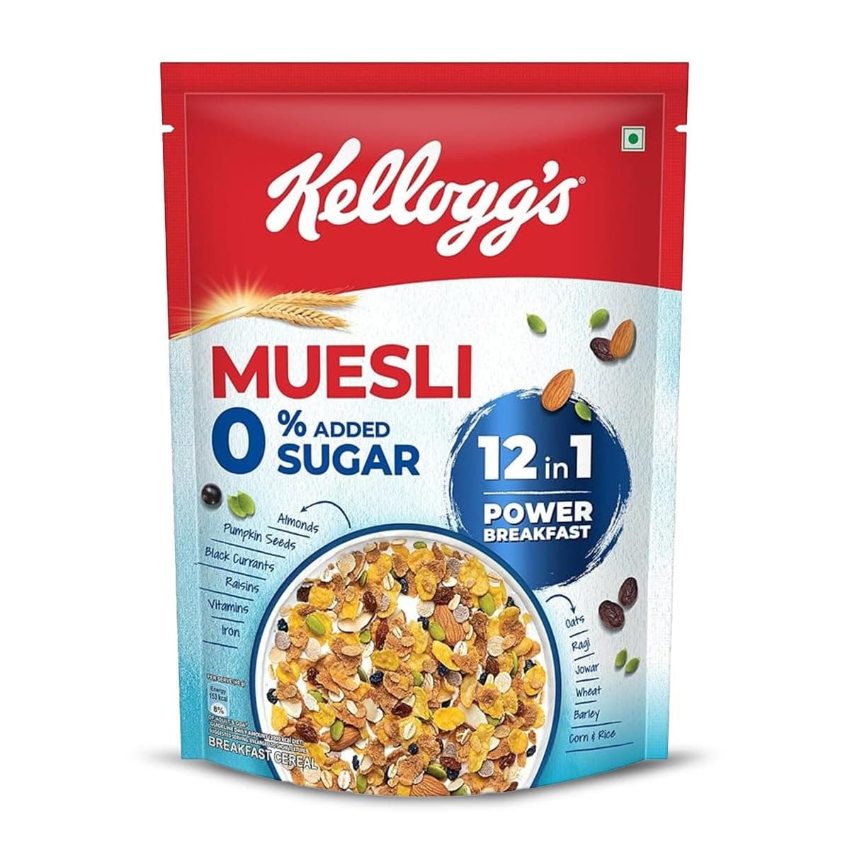 Muesli 0% Added Sugar | 12 In 1 Power Breakfast | 10g Protein Per Serve | No Maida| No Palm Oil | India's No 1 Muesli | 500g