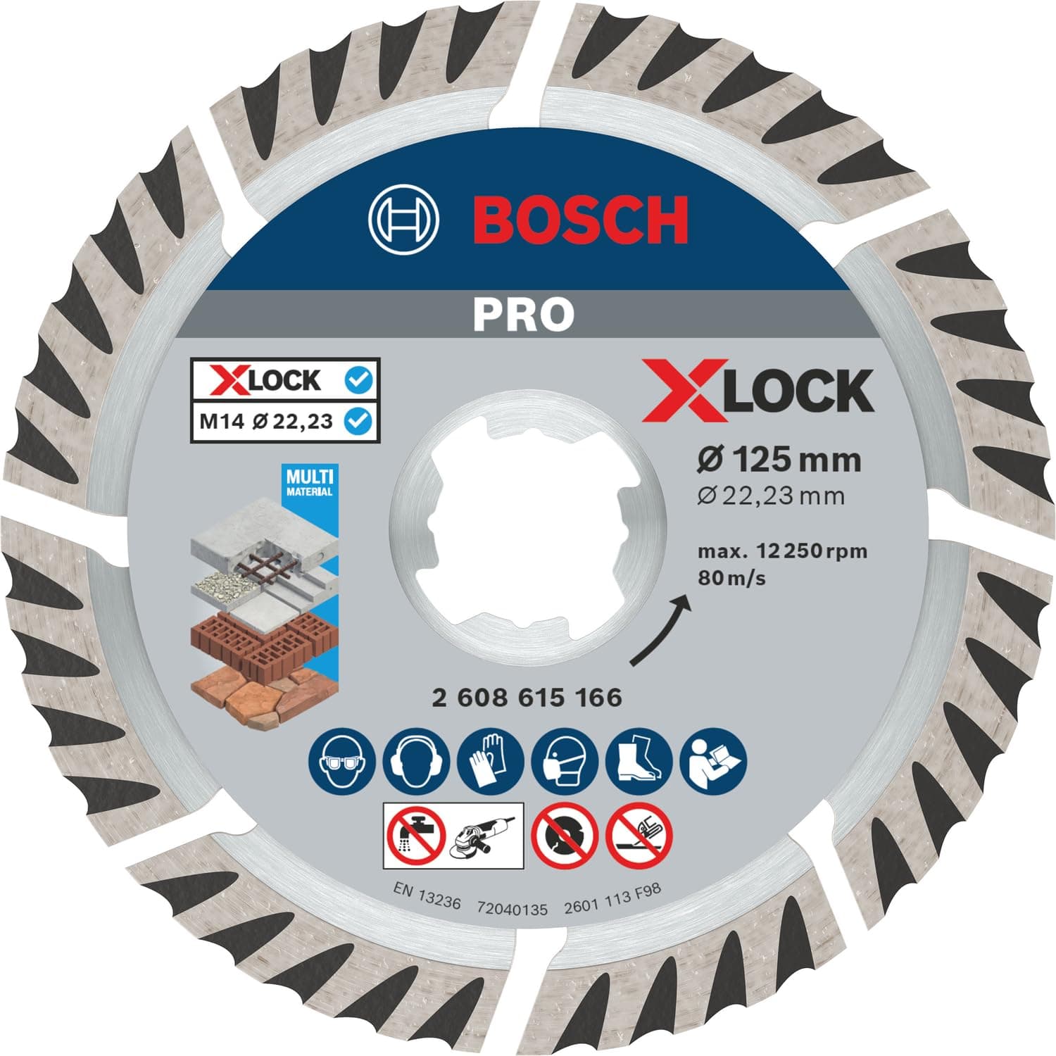 1x PRO Multi Material Diamond Cutting Disc for X-Lock and for Small Angle Grinders (for Concrete, Reinforced concrete, Ø 125 mm, Professional Accessory Small Angle Grinder)