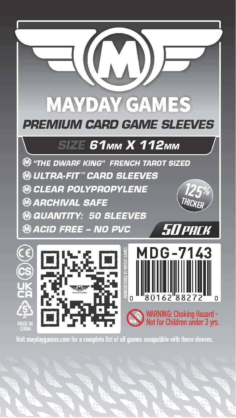 50 MayDay 61 x 112 Dwarf King French Tarot Premium Card Sleeves Board Game - Board Game Cases
