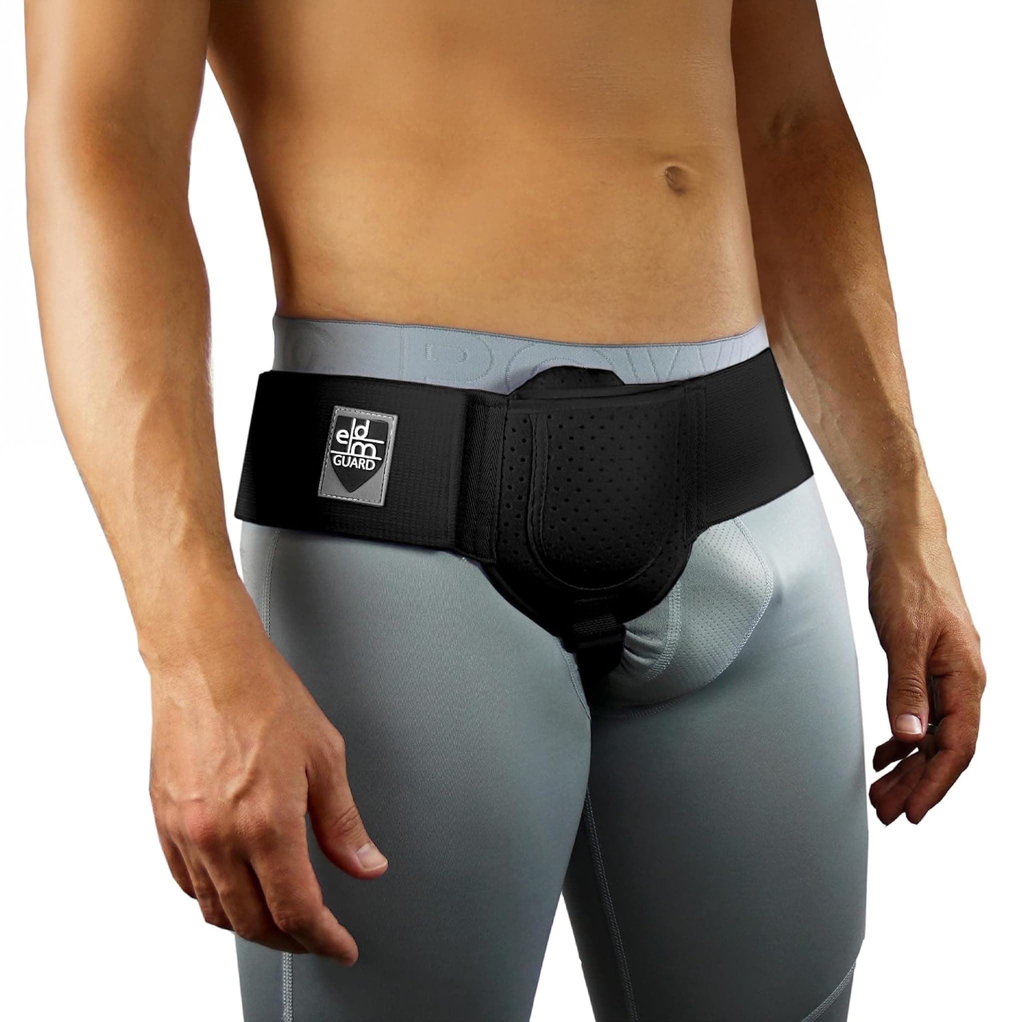 Everyday Medical Inguinal Hernia Support Belt for Men I Fits Left or Right Side I Post Surgery Men and Womens Hernia Support Truss for Inguinal, Groin Hernias I Adjustable Waist Strap I Black | S/M