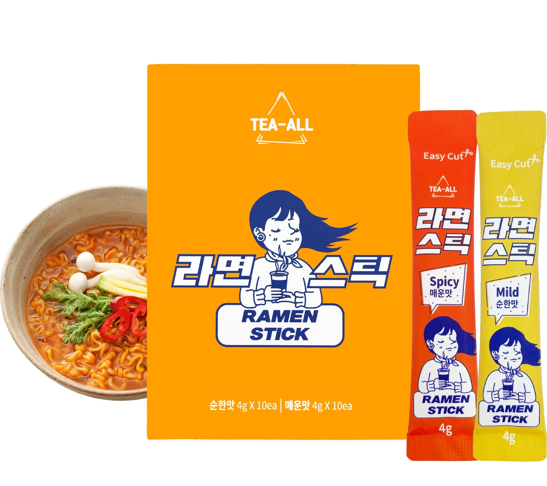 [20T] Korean Ramen Soup Powder Sticks (Spicy Flavor 10sticks + Mild Flavor 10sticks) Easy Hot Tea Korean Food Spicy Noodle soup Korean All-purpose Seasoning 라면스프 스틱
