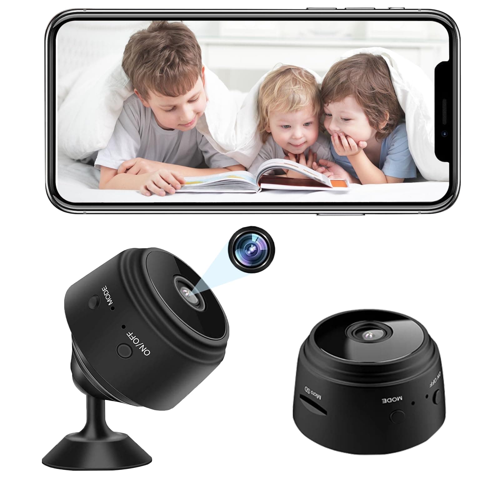 Hidden Camera Spy Camera, 1080P HD Mini Wireless WiFi Camera for Home Security, Night Vision APP Control Surveillance Camera for Room Nanny Cam, Baby, Pets Compatible with iOS, Android(Video Only)