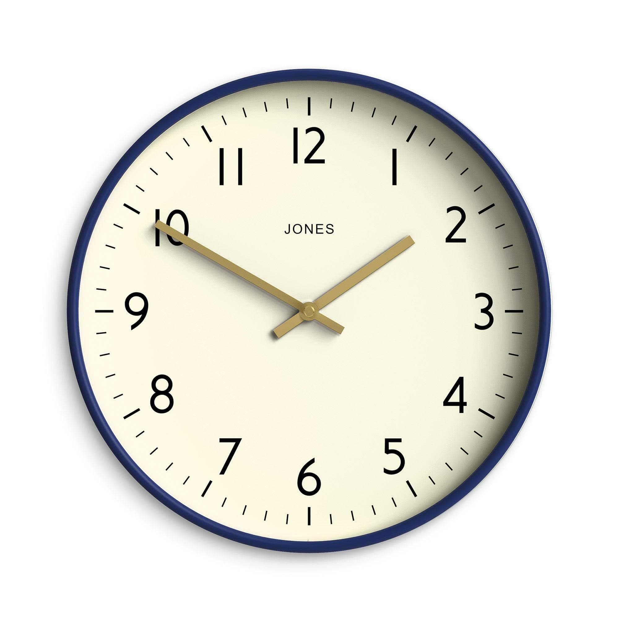 Jones Clocks® Vibrant Round Wall Clock in Acrylic the 'Studio' in Midnight Blue, 30 x 30 x 4cm
