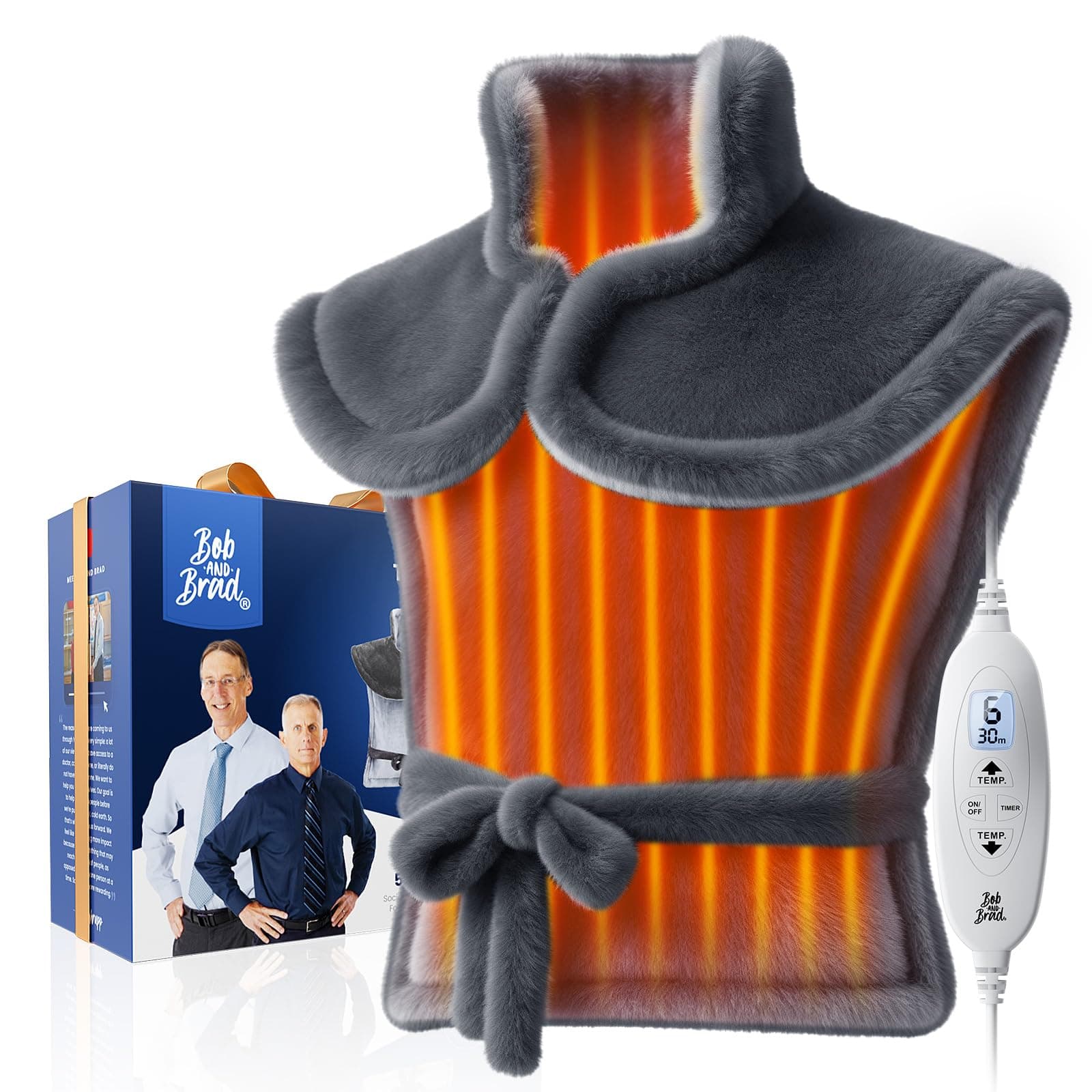 BOB AND BRAD Heating Pad for Back Pain Relief, FSA Edge-Weighted Electric Heat Pad for Neck HSA Eligible, Shoulders &Full Body Relief, Fast Heating, ETL Certified, Gift for Women Men Family 24"x34"