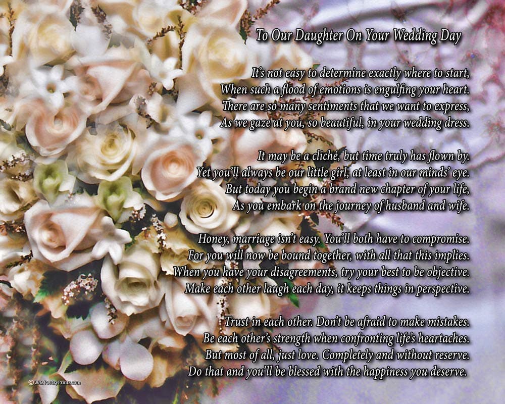 To Our Daughter On Your Wedding Day - Poem Print (8x10)