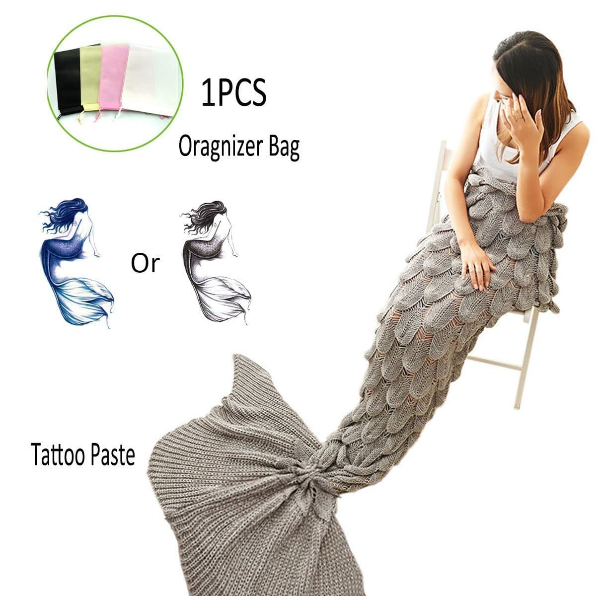 Amazing Mermaid Tail Blanket by ACRIMAX – Comfortable & Soft Design, Unique Fish Scale Knit Pattern, Eco-Friendly & Hypoallergenic Material, Large & Warm Snuggle Companion, Breath-Taking Gift Idea