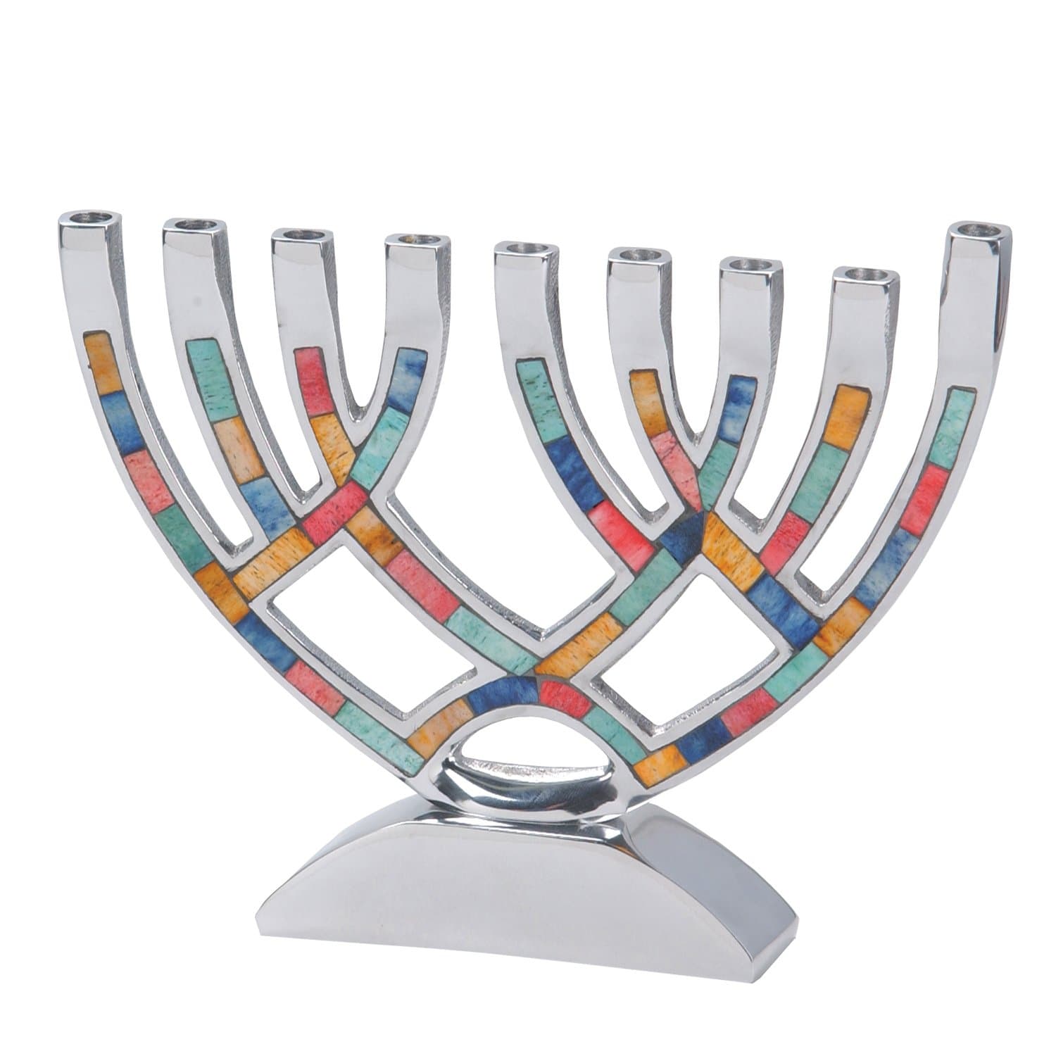 Hanukkah Menorah with Multi Colored Inlay