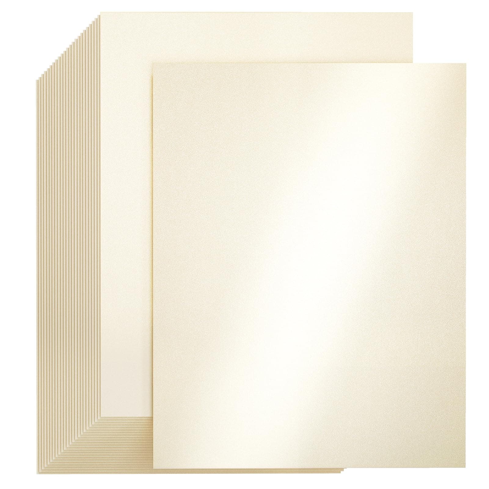 25 Sheets Cream Shimmer Cardstock Printer Paper 8.5 x 11, 78lb/210gsm Glossy Card Stock, Premium Pearl Cardstock, Double Side Pearlescent Paper for DIY Craft, Christmas Card Making, Invitation