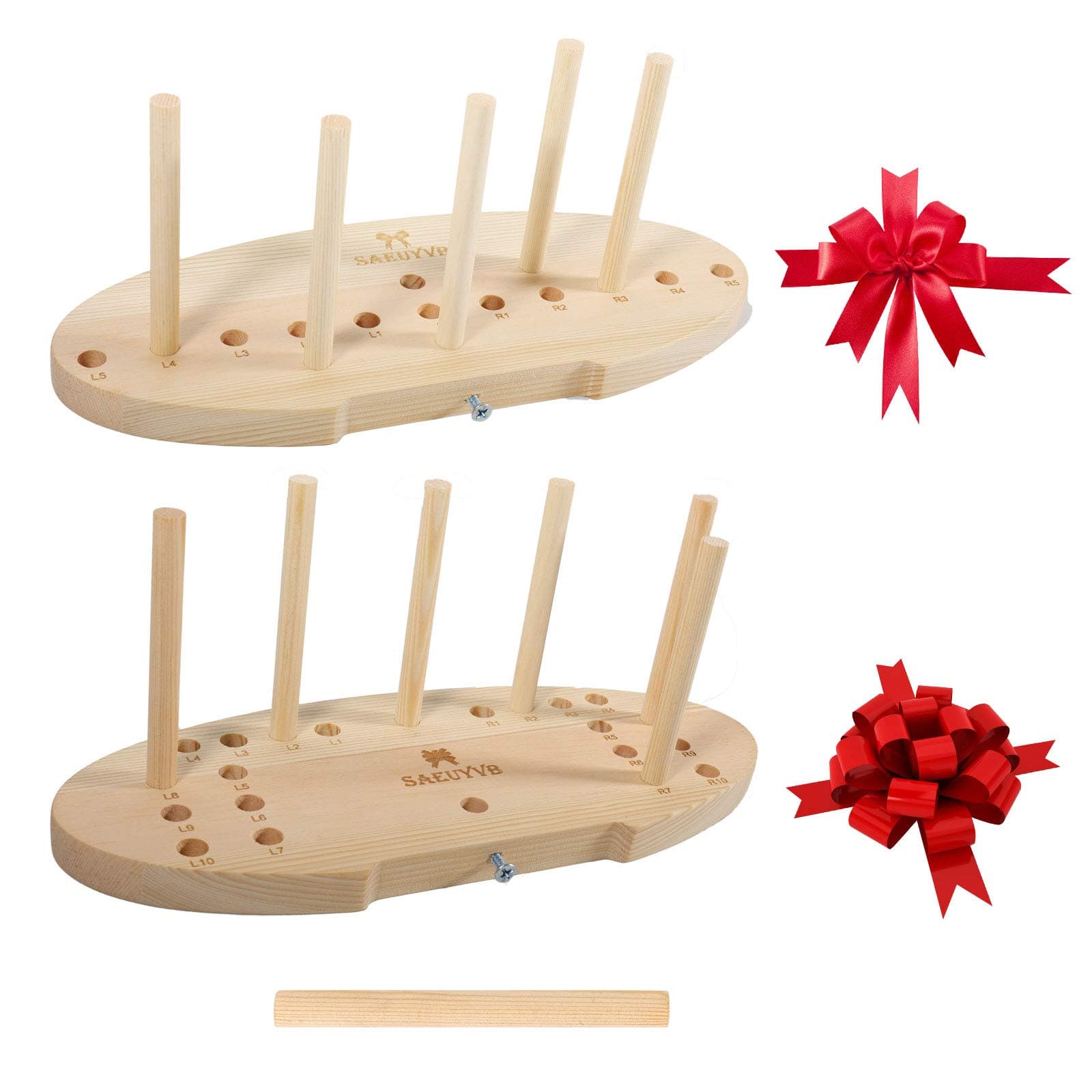SACATR Bow Maker for Ribbon, Holiday Wreaths,Wooden Wreath Bow Maker Tool for Creating Gift Bows, Party Decorations, Hair Bows, Corsages, Holiday Wreaths, Various Crafts(Double-Sided)