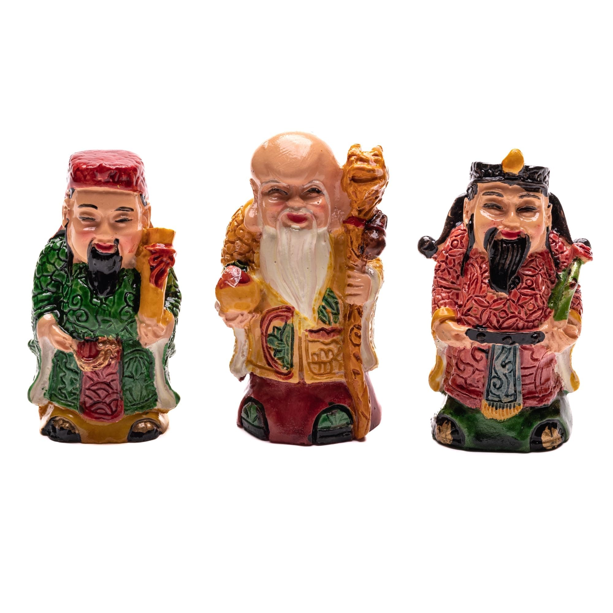 Plus Value Fuk LUK Sau Trinity of Deities Health Wealth Happiness 3 Wise Men Feng Shui Product for Home, Office Decor (Miniature)