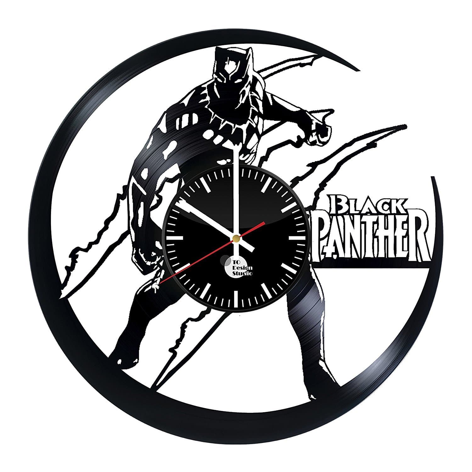 Black Panther Vinyl Record Wall Clock - Decorate your space with Modern Art Ideas - Best birthday unique gifts for girlfriend and boyfriend