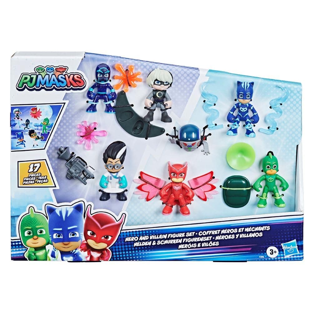 PJ Masks Hero and Villain Figure Set Preschool Toy, 7 Action Figures with 10 Accessories, Ages 3 and Up