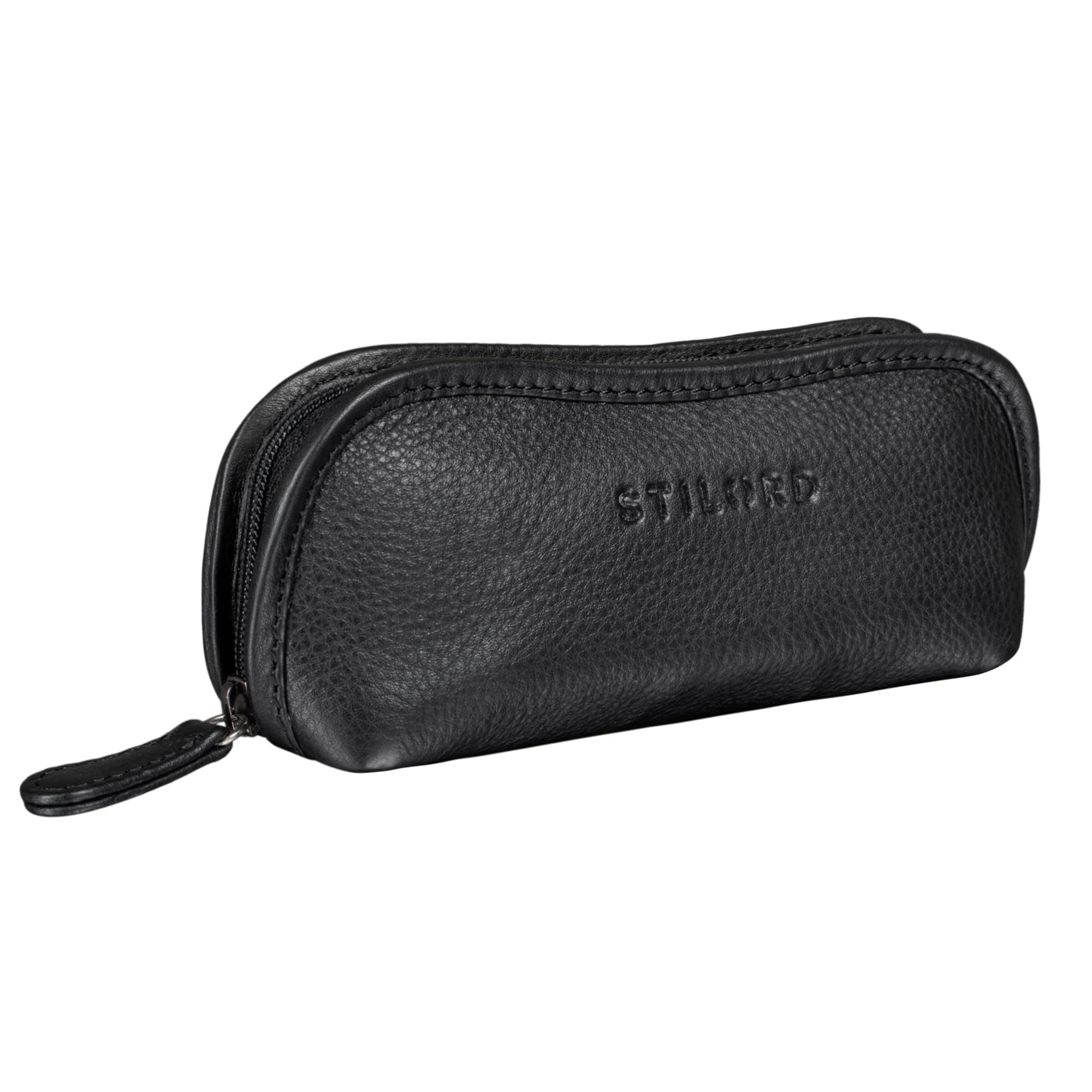 STILORD"Glasgow" Glasses Case Leather Zipper for Sunglasses Reading Glasses Spectacles Eyeglass Case Storage Pouch for Women Men Genuine Vintage Leather Colour:Middle Brown