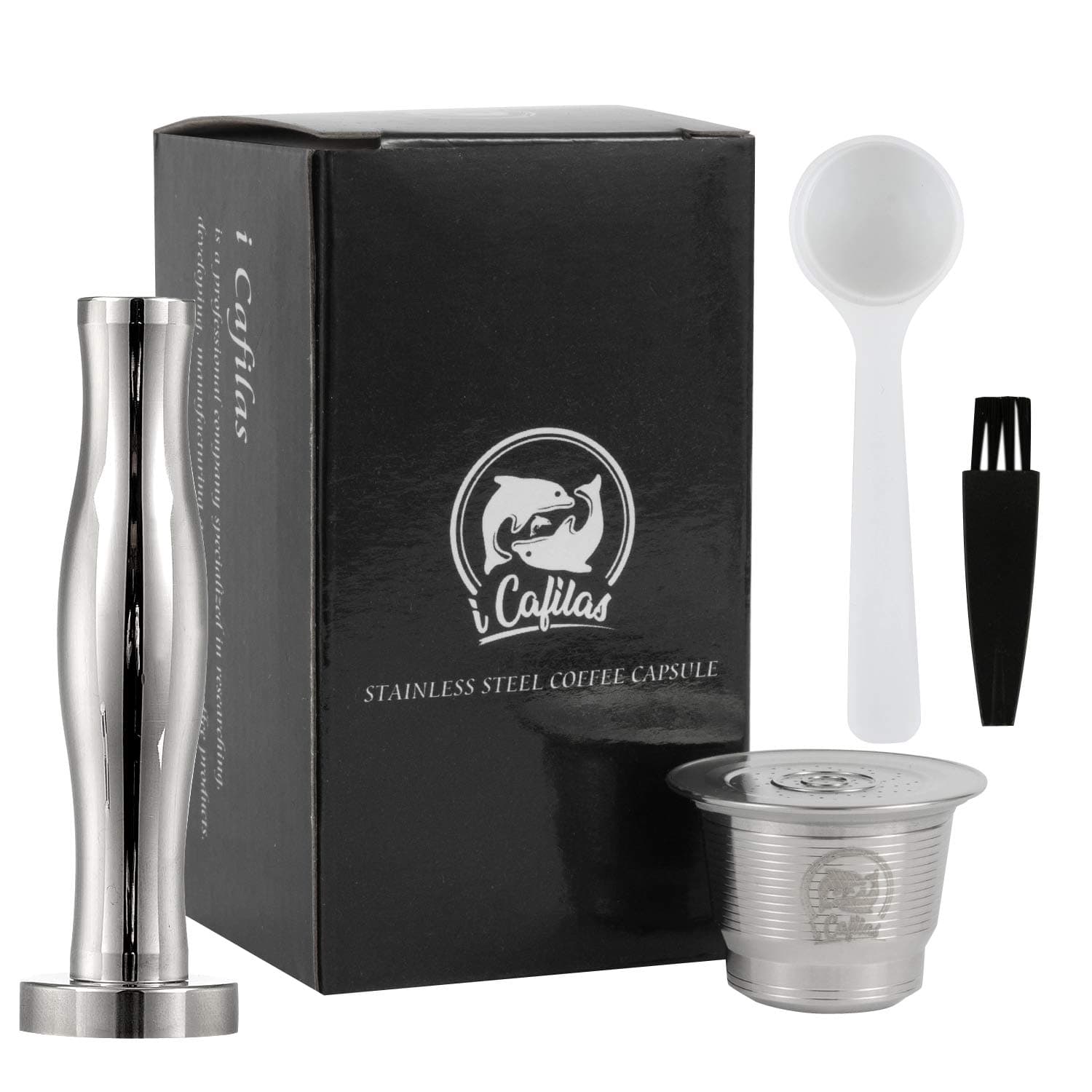 New Version Steel Nespresso Capsules with Tamper Reusable Nespresso Capsules Permanent Pod Holder Compatible with Nespresso Original Line Machines Silver