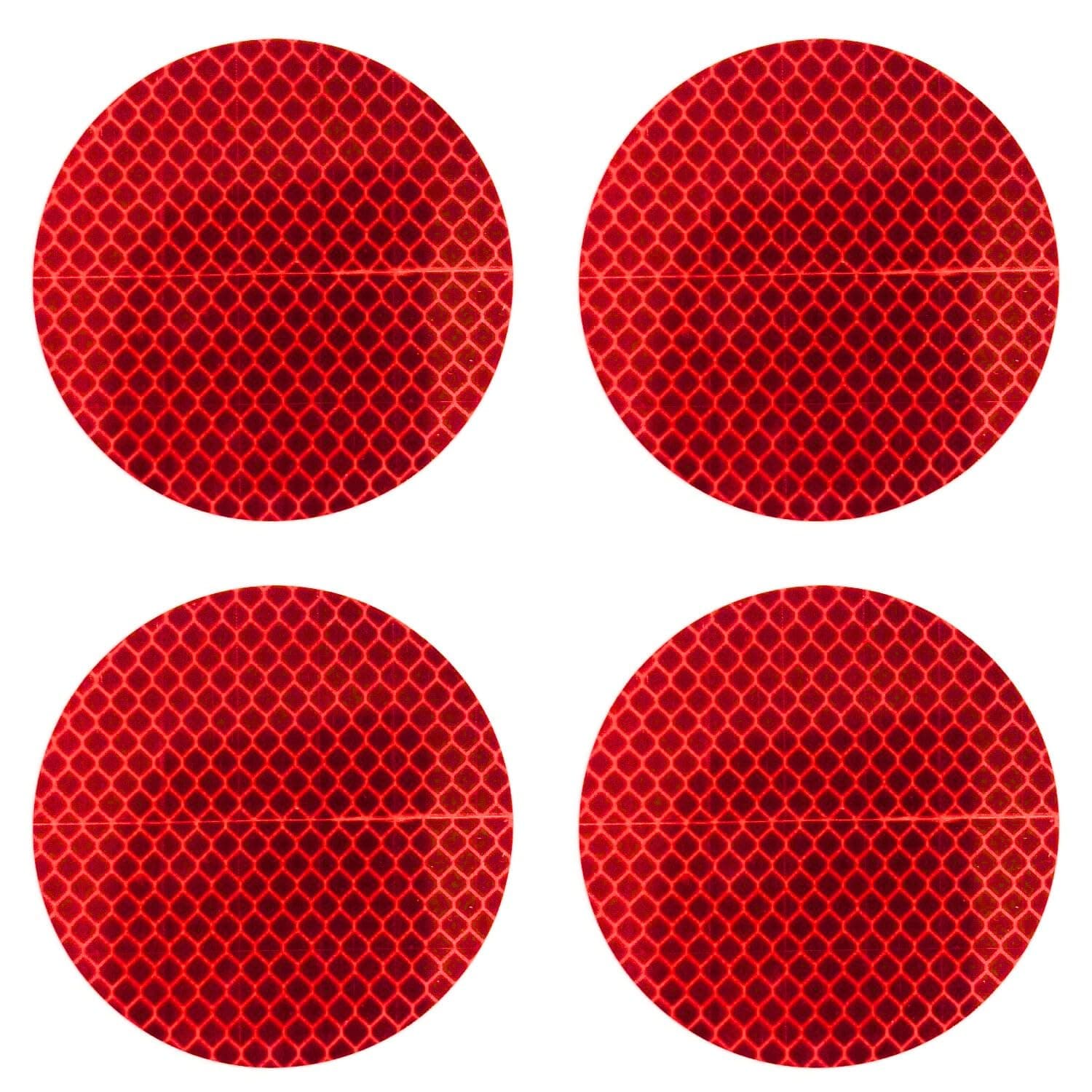LiteMark DOT-SAE Red Reflective Discs – 3 Inch Round Prismatic Safety Reflectors with Protective Layer for Car, Truck, Trailer, Bike & Road Safety (Pack of 4)
