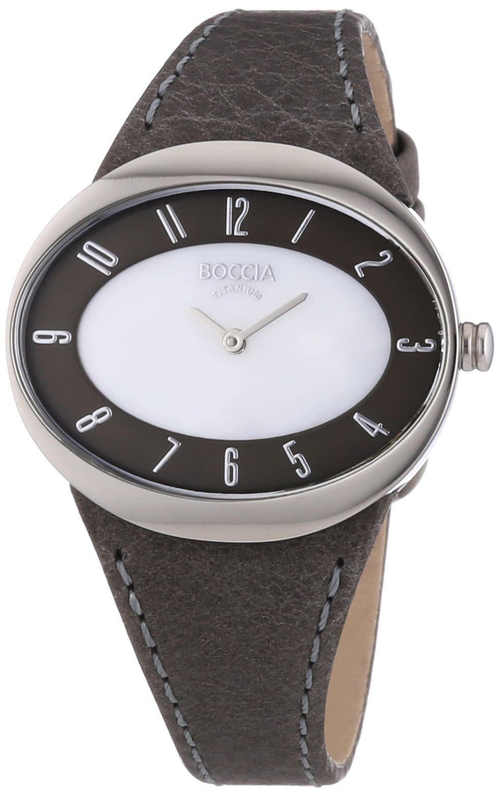 Women's Quartz Watch with White Dial Analogue Display and Brown Leather Strap B3165-15