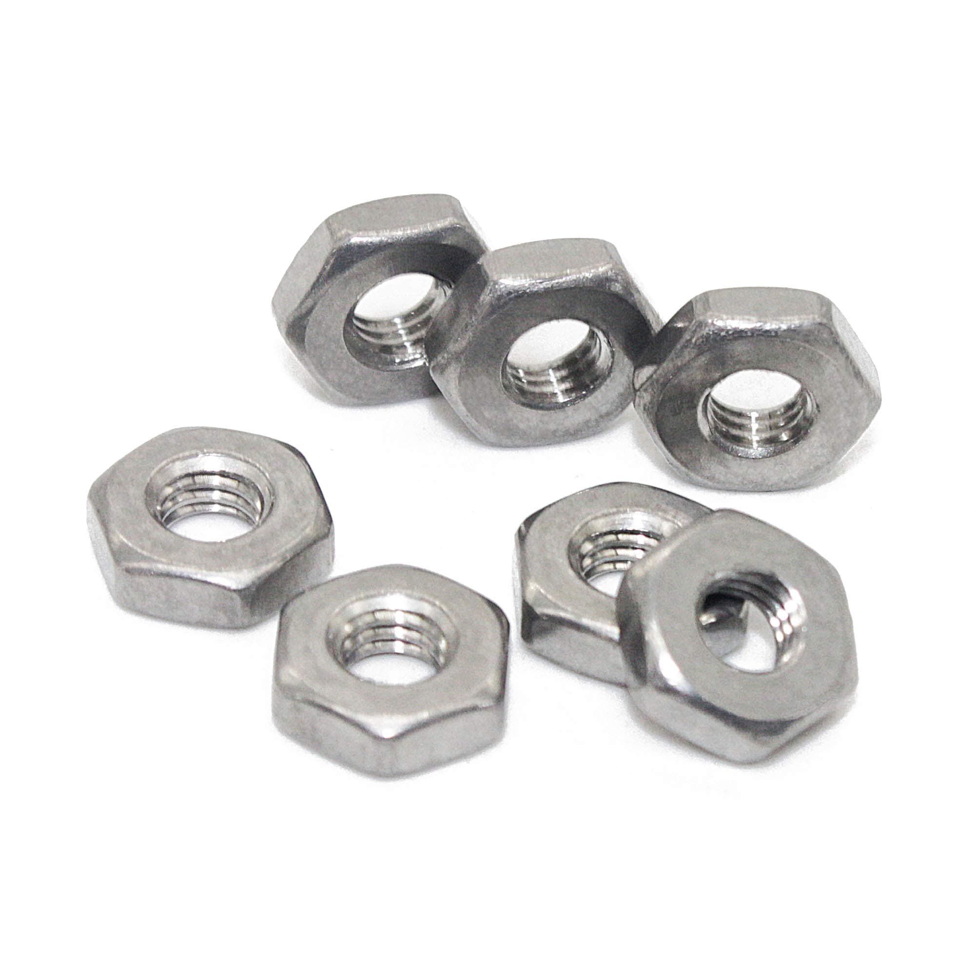 Fullerkreg10-32 Stainless Hex Nut, 304 Stainless Steel, Bright Finish (100 pcs)