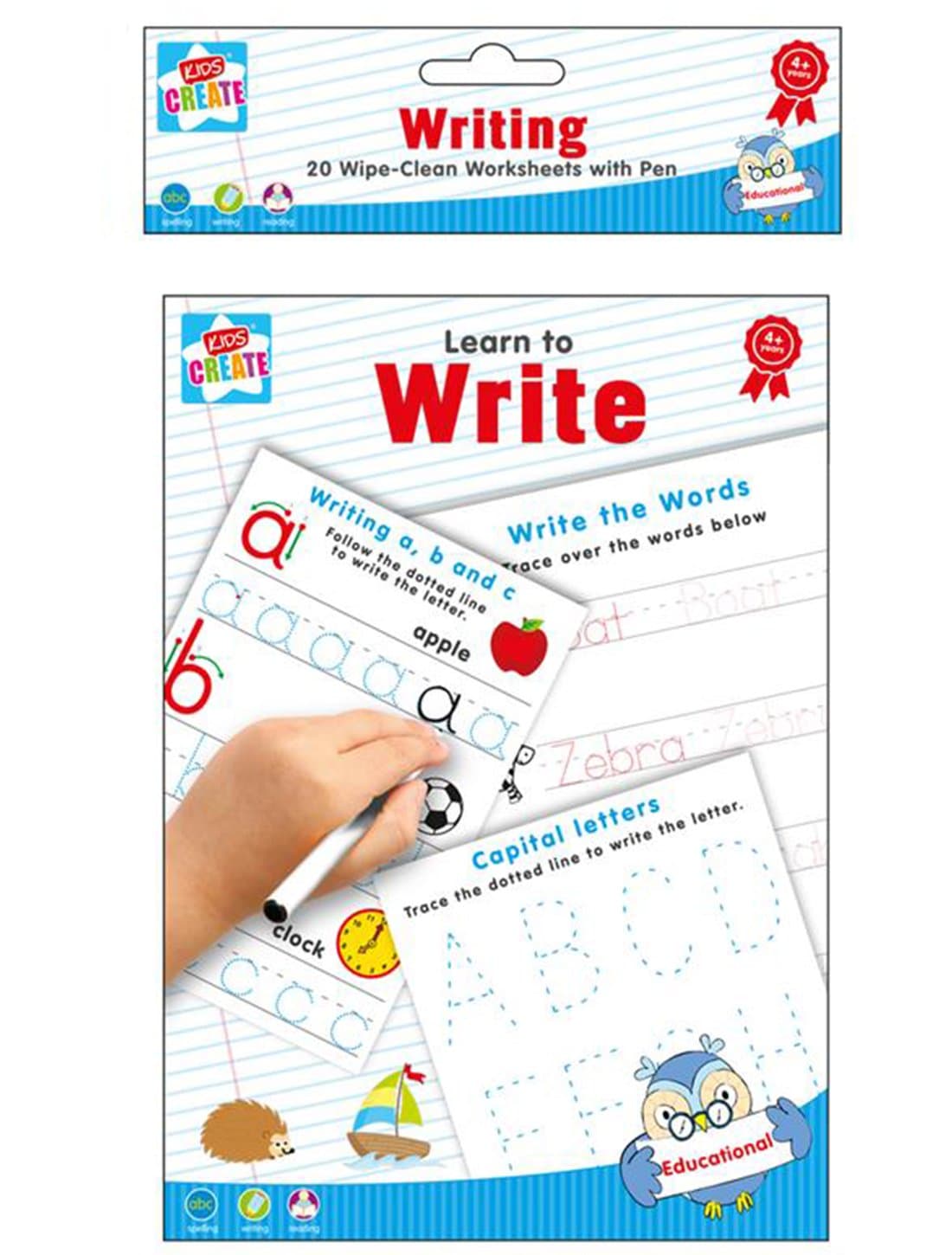 Learn To Write - 20 Wipe-Clean Writing Worksheets with Pen