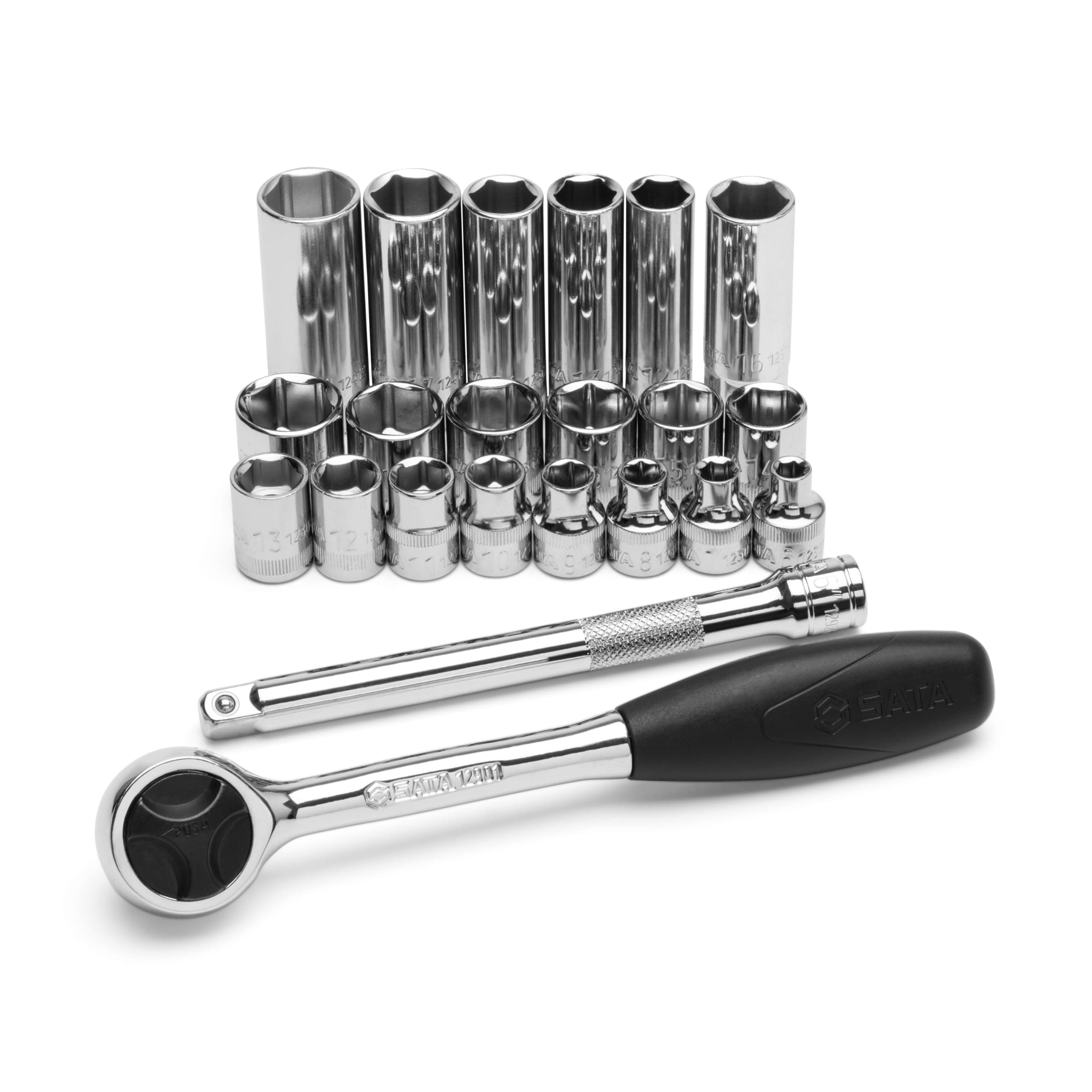 SATA ST09524 Metric Socket Set, 3/8 Inch Drive 6 Point, 22 Pieces