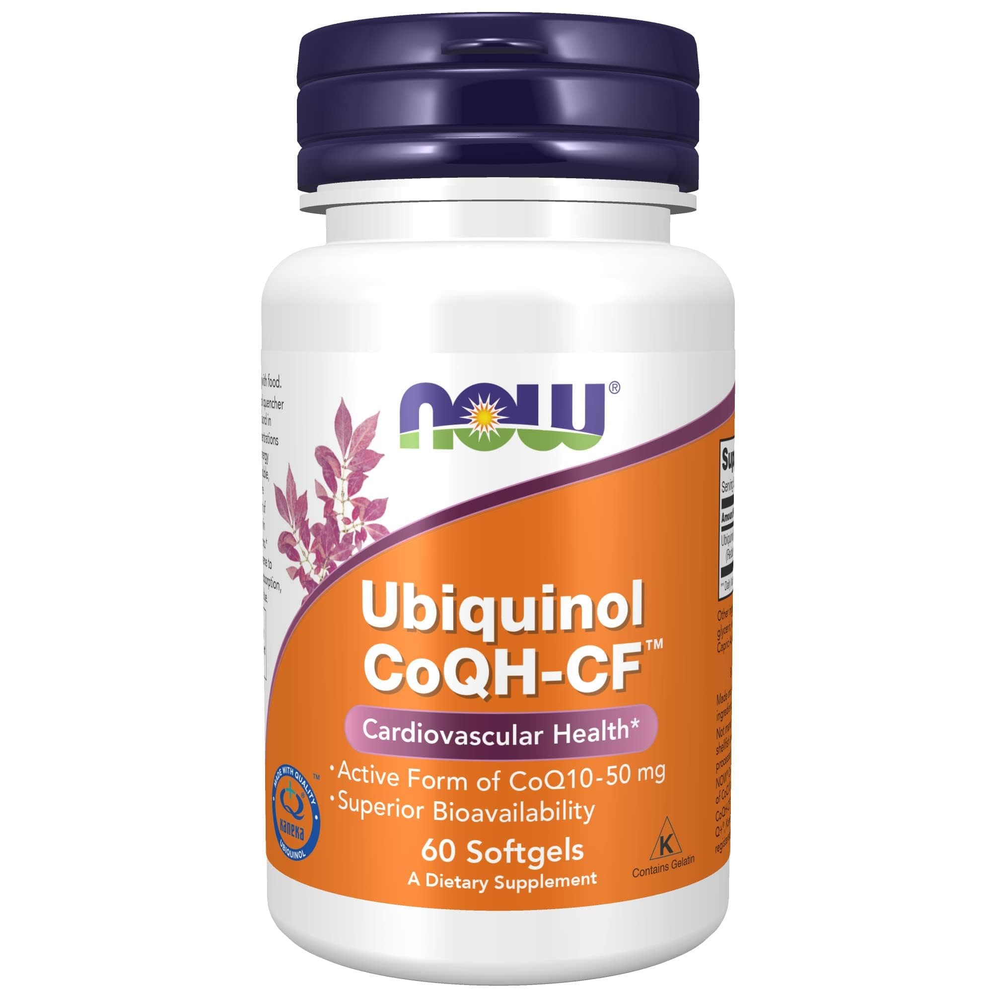 NOW Foods Supplements, Ubiquinol CoQH-CF™ (the Active Form of CoQ10 - 50 mg with Superior Bioavailability), 60 Softgels