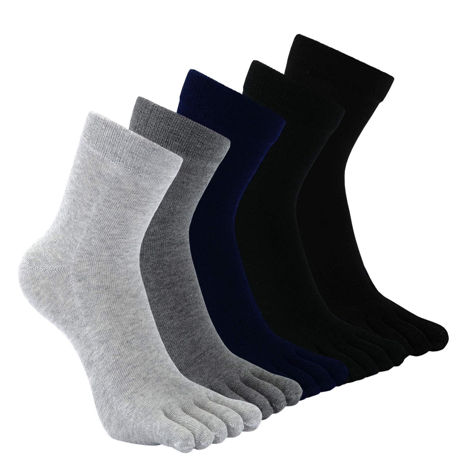 CaiDieNu Men's Toe Socks Cotton Running Five Finger Mini Crew Socks,UK 6-10/Eur 39-45