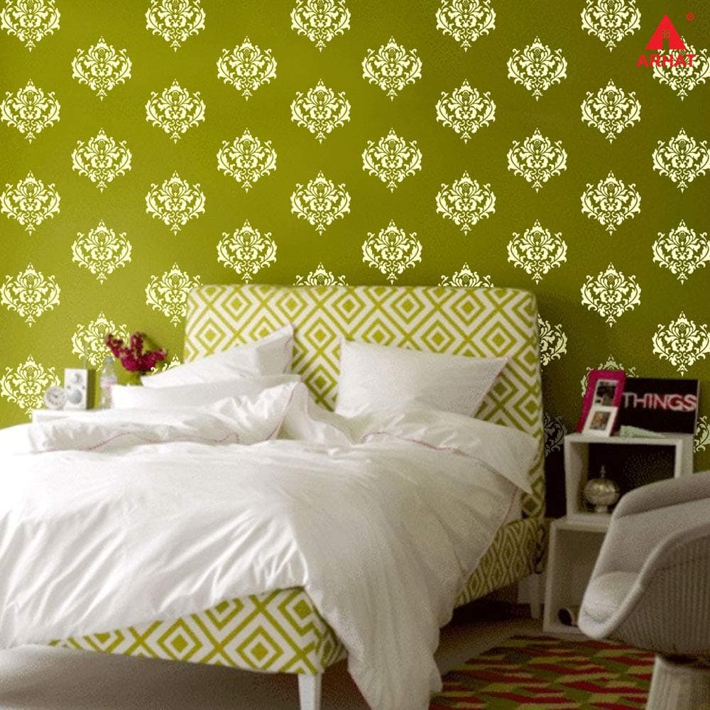 Arhat Stencils Glossy PVC Damask Wall Stencils