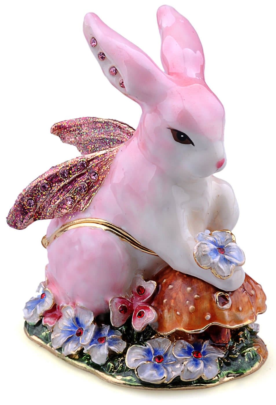 Treasures Jewelled Rabbit Fairy enameled Trinket Box