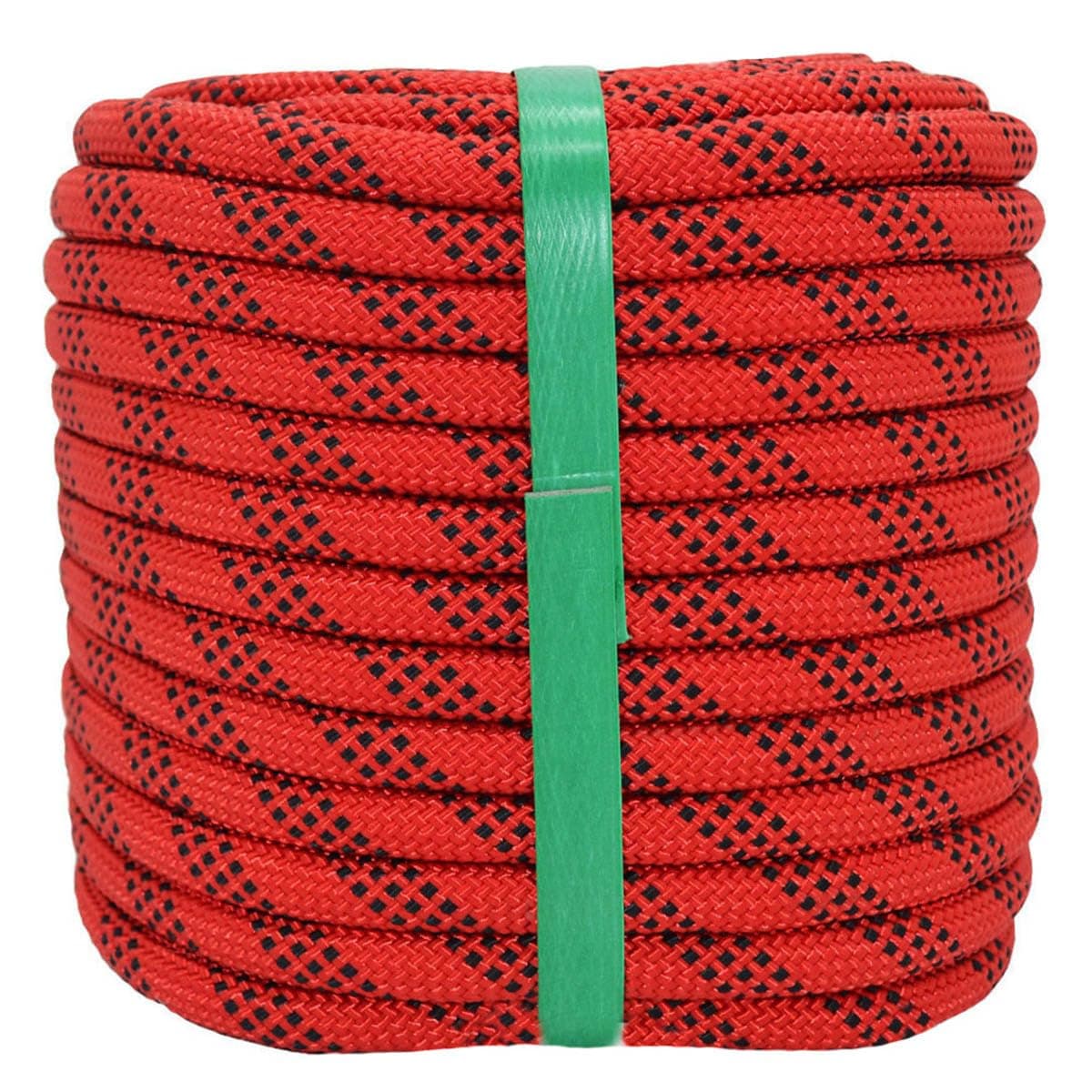 Static Rock Climbing Rope 2/5 Inch 100 Feet Outdoor Safety Fire Escape Rope Rappelling Rope, Red/Black
