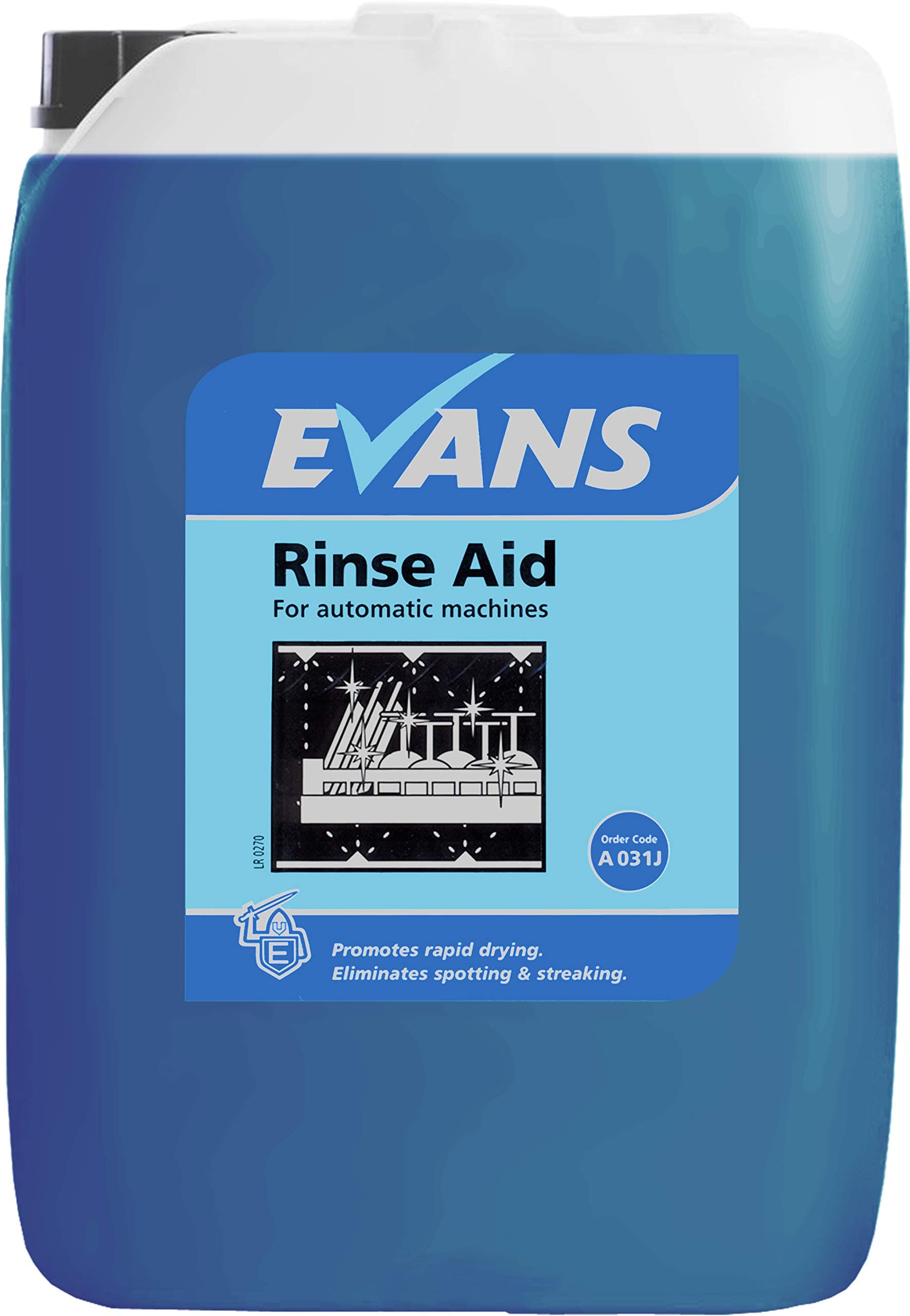 Evans Vanodine Rinse Aid, Promotes Drying and Eliminates Spotting, 20 Litres